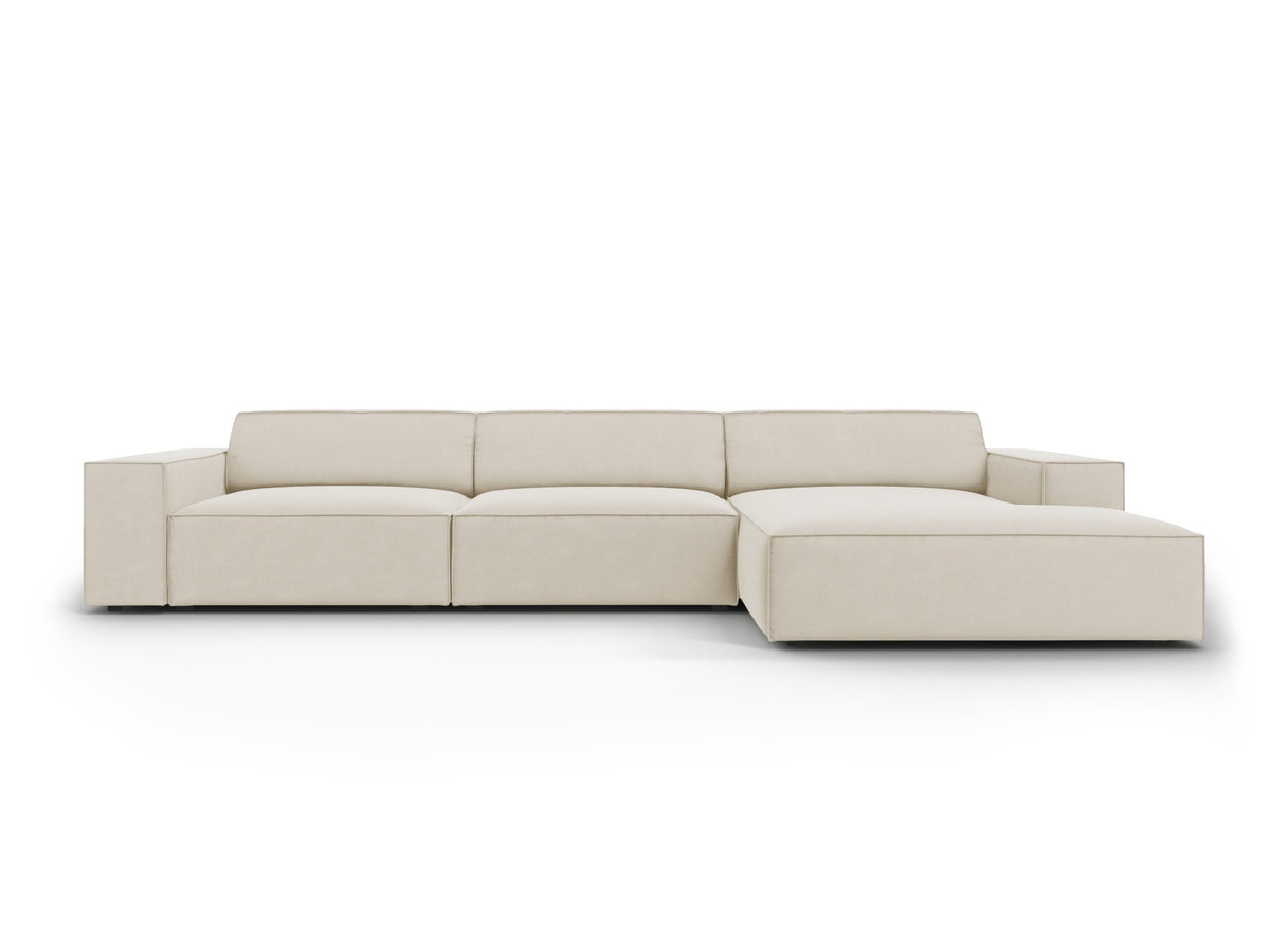 Jodie Velour modulares Ecksofa rechts 4 Sitzer in Dark Beige-Bluvel präsentiert im Onlineshop von KAQTU Design AG. L-Sofa rechts ist von Micadoni