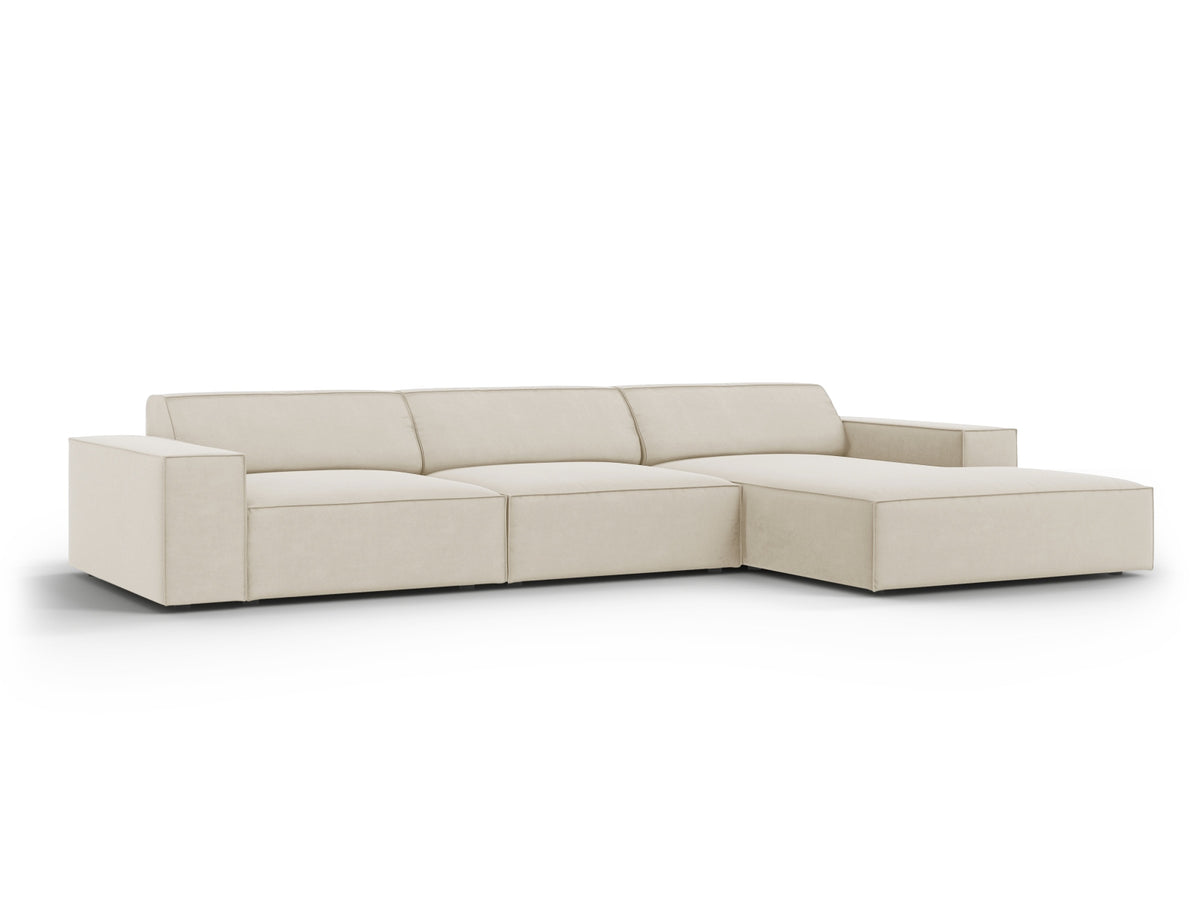 Jodie Velour modulares Ecksofa rechts 4 Sitzer in Dark Beige-Bluvel präsentiert im Onlineshop von KAQTU Design AG. L-Sofa rechts ist von Micadoni