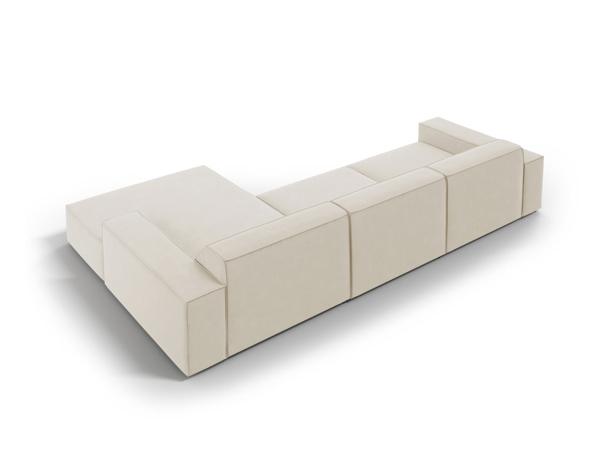 Jodie Velour modulares Ecksofa rechts 4 Sitzer in Dark Beige-Bluvel präsentiert im Onlineshop von KAQTU Design AG. L-Sofa rechts ist von Micadoni