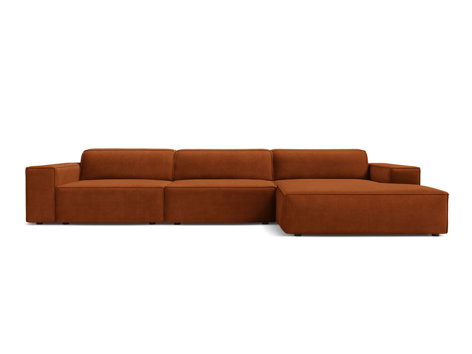 Jodie Velour modulares Ecksofa rechts 4 Sitzer in Terracotta-Bluvel präsentiert im Onlineshop von KAQTU Design AG. Ecksofa rechts ist von Micadoni