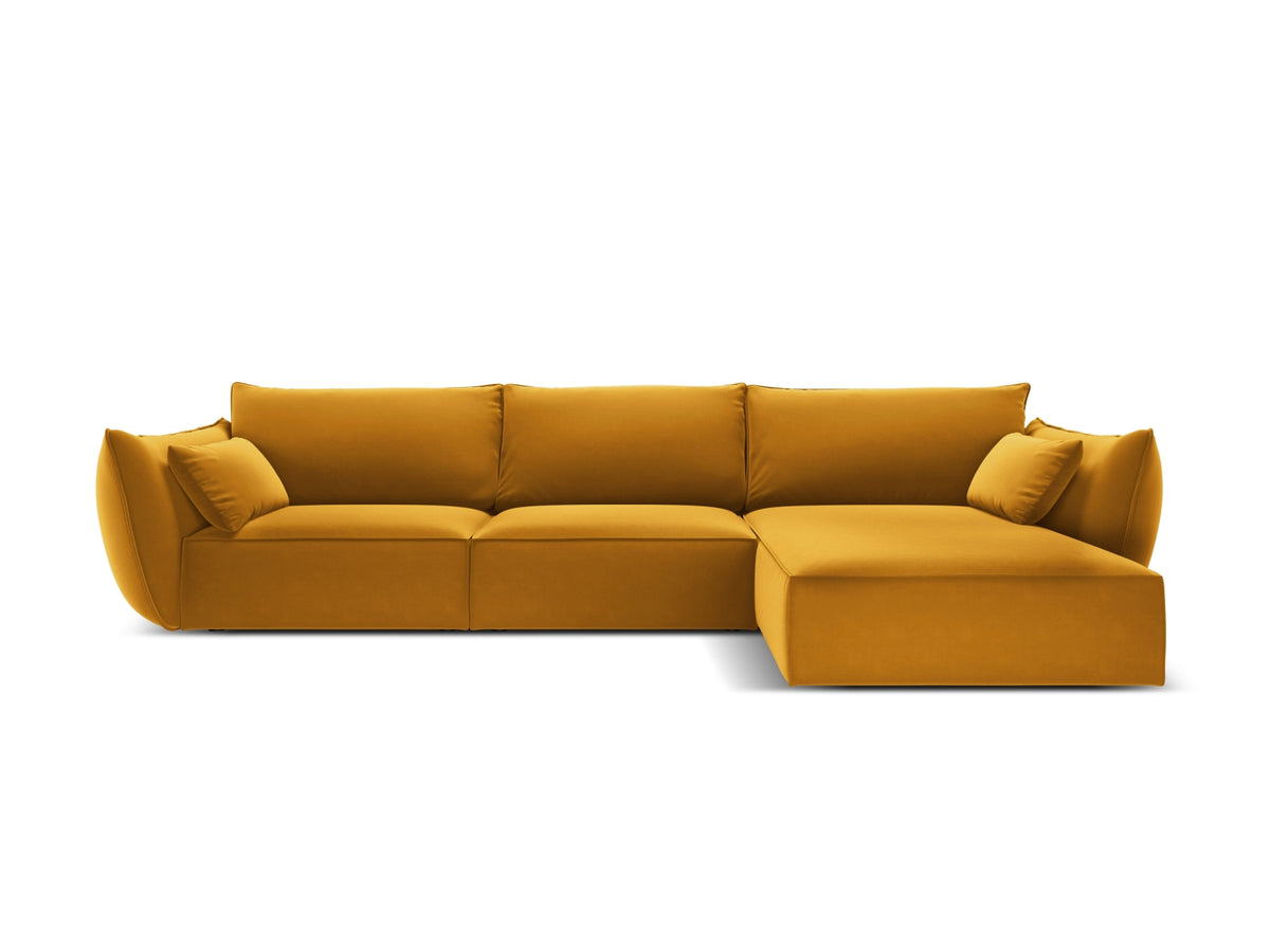 Kaelle Velour Ecksofa rechts 4 Sitzer in Yellow-Bluvel präsentiert im Onlineshop von KAQTU Design AG. L-Sofa rechts ist von Micadoni