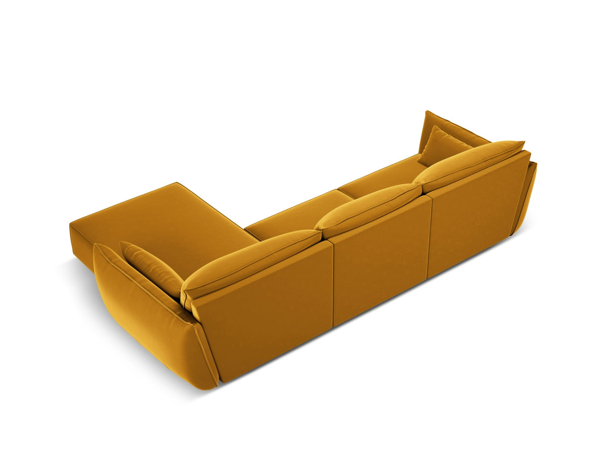 Kaelle Velour Ecksofa rechts 4 Sitzer in Yellow-Bluvel präsentiert im Onlineshop von KAQTU Design AG. L-Sofa rechts ist von Micadoni