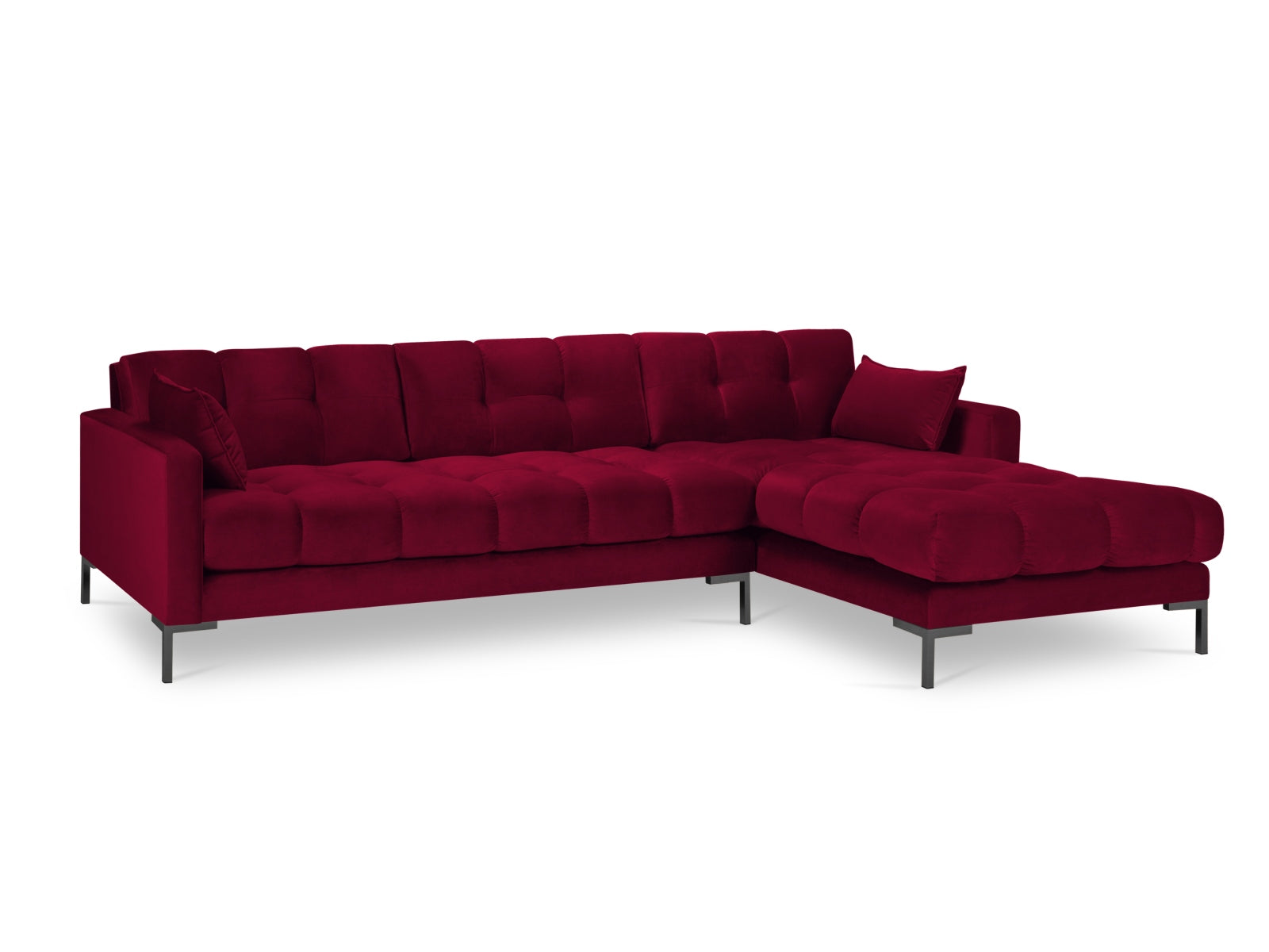 Erleben Sie das Mamaia Velour Ecksofa rechts von Micadoni – ein 5-Sitzer, der Komfort und Stil in Ihr Wohnzimmer bringt.