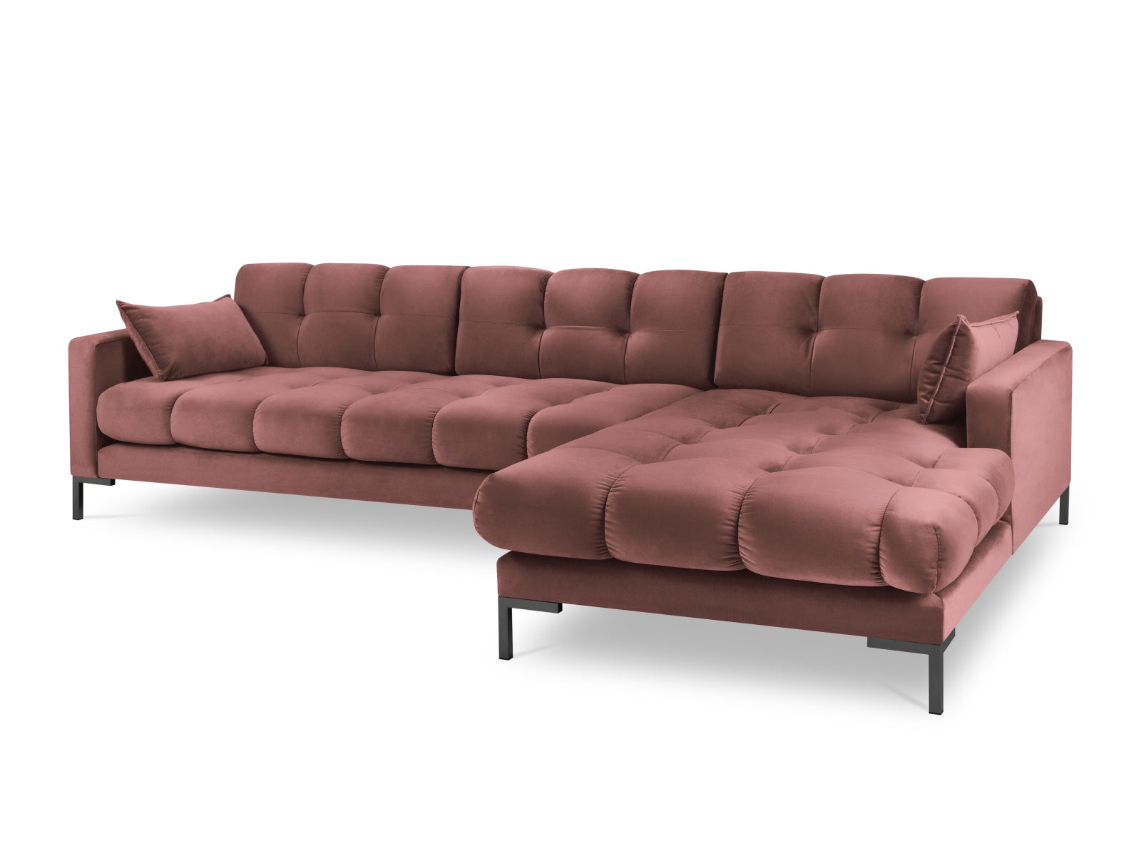 Mamaia Velour Ecksofa rechts 5 Sitzer in Pink/Schwarz-Bluvel präsentiert im Onlineshop von KAQTU Design AG. Ecksofa rechts ist von Micadoni