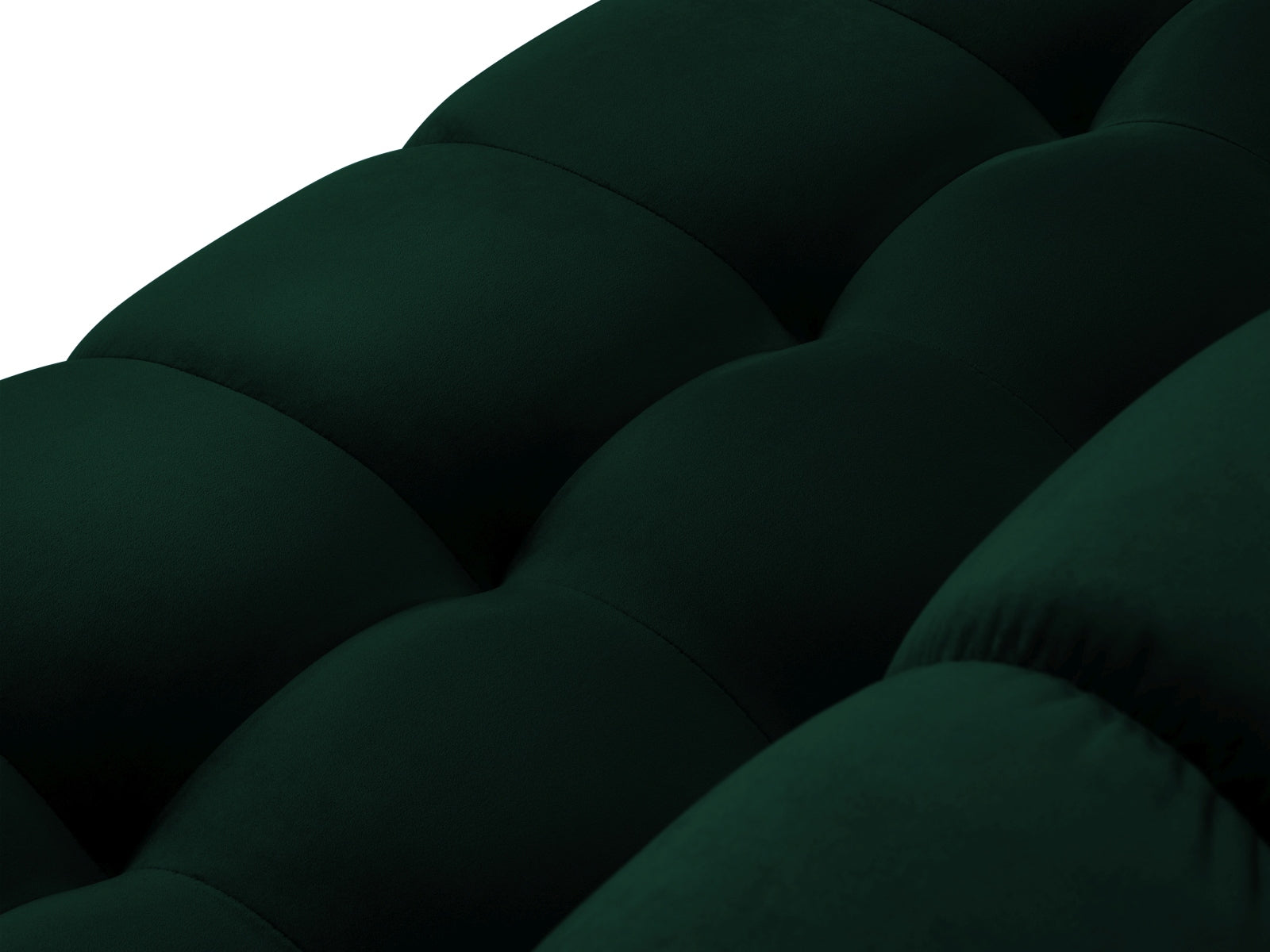 Stilvolles Mamaia Velour Ecksofa in edlem Flaschengrün, 5-Sitzer, perfekt für moderne Wohnlandschaften und gemütliche Abende.