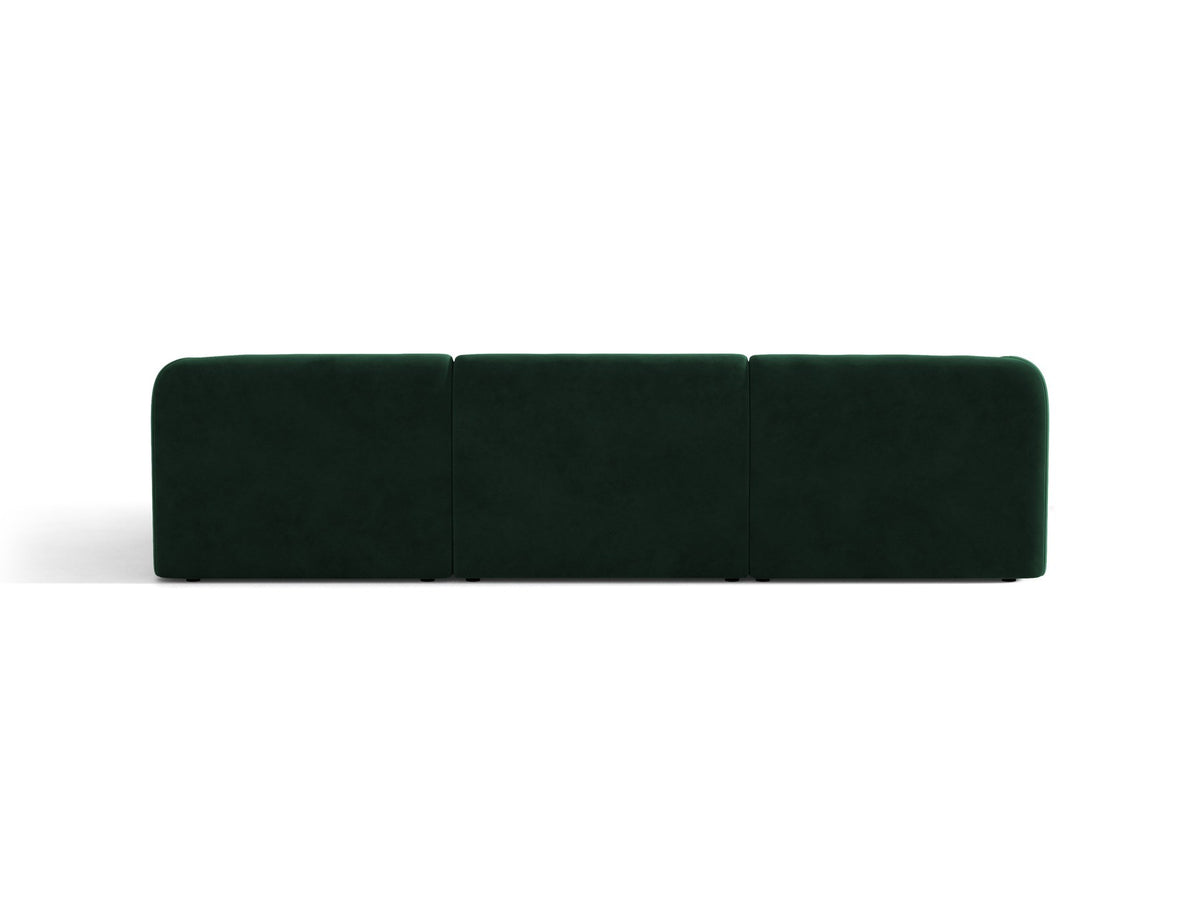 Dunkelbeiges L-Sofa Miley von Micadoni mit Bluvel-Stoffbezug, schwarzen Kunststoffbeinen und modularer Bauweise, rechts ausgerichtet.