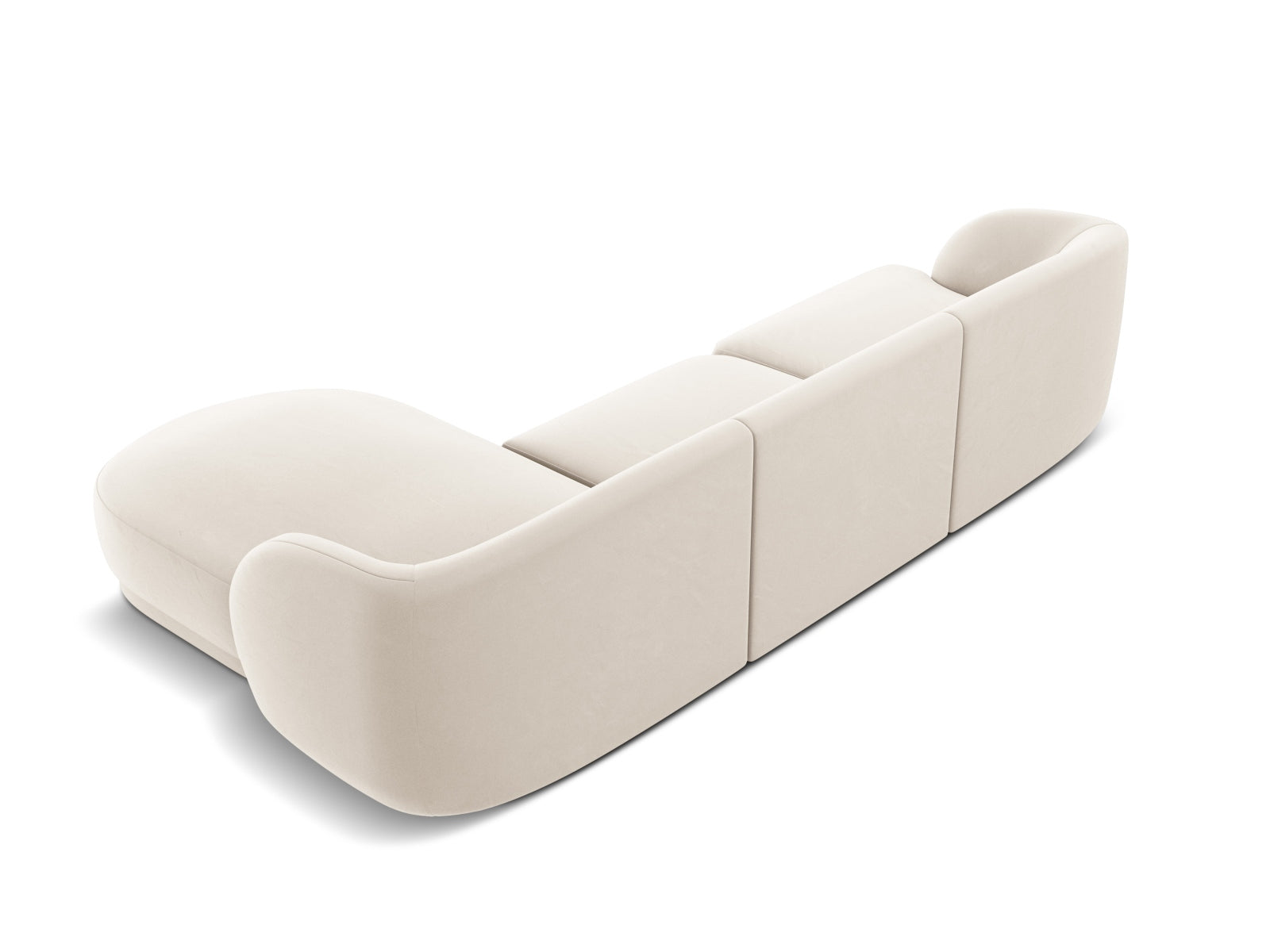 Elegantes, modernes Ecksofa Miley in sanftem Beige, ideal für stilvolle Wohnräume, bietet Platz für bis zu vier Personen.