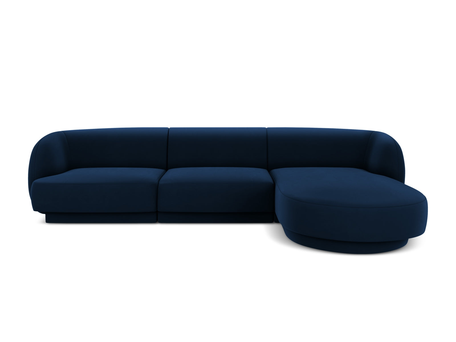 Miley Velour Ecksofa rechts 4 Sitzer in Royal Blue-Bluvel präsentiert im Onlineshop von KAQTU Design AG. L-Sofa rechts ist von Micadoni