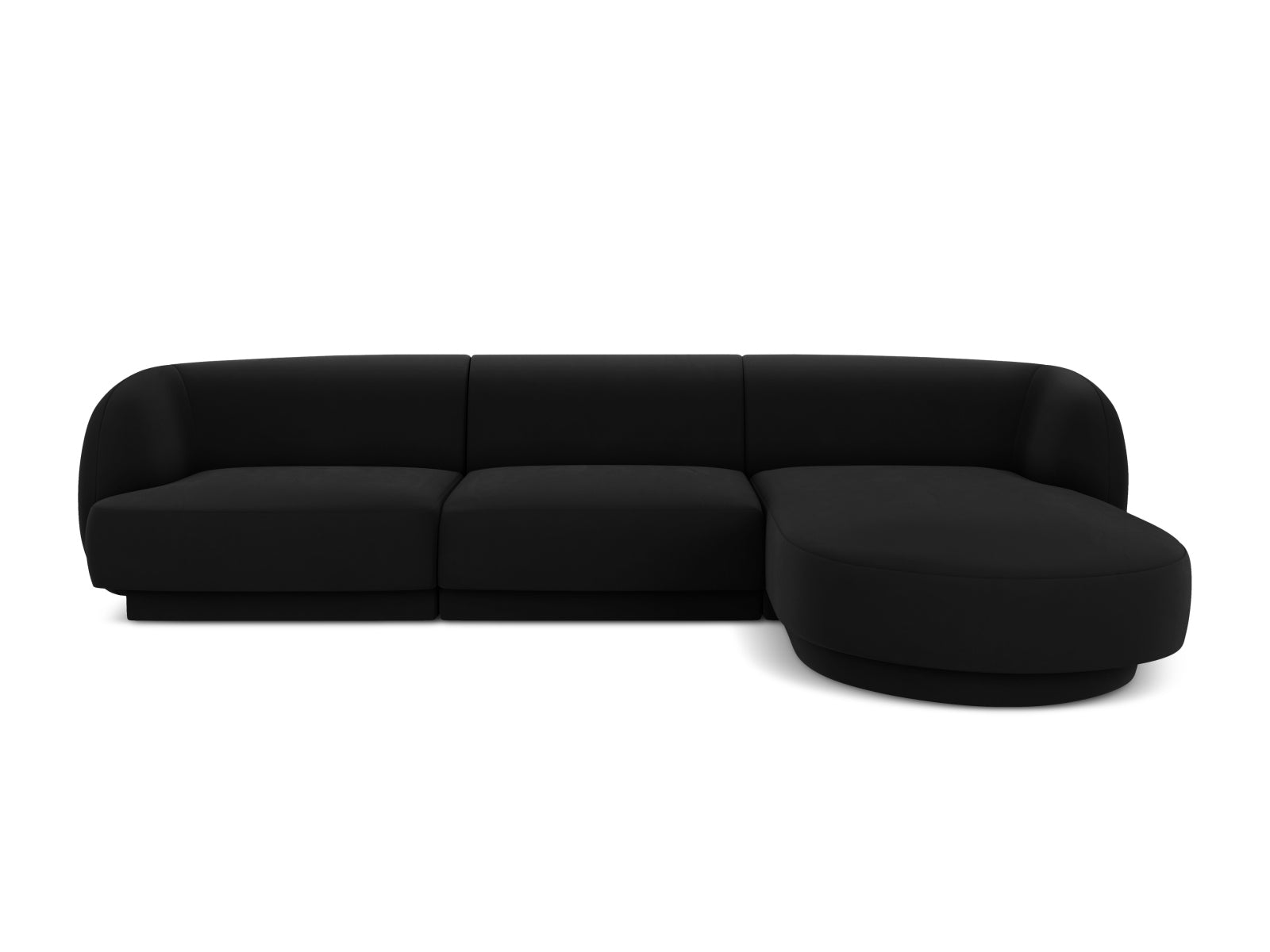 Miley Velour Ecksofa rechts 4 Sitzer in Black-Bluvel präsentiert im Onlineshop von KAQTU Design AG. L-Sofa rechts ist von Micadoni