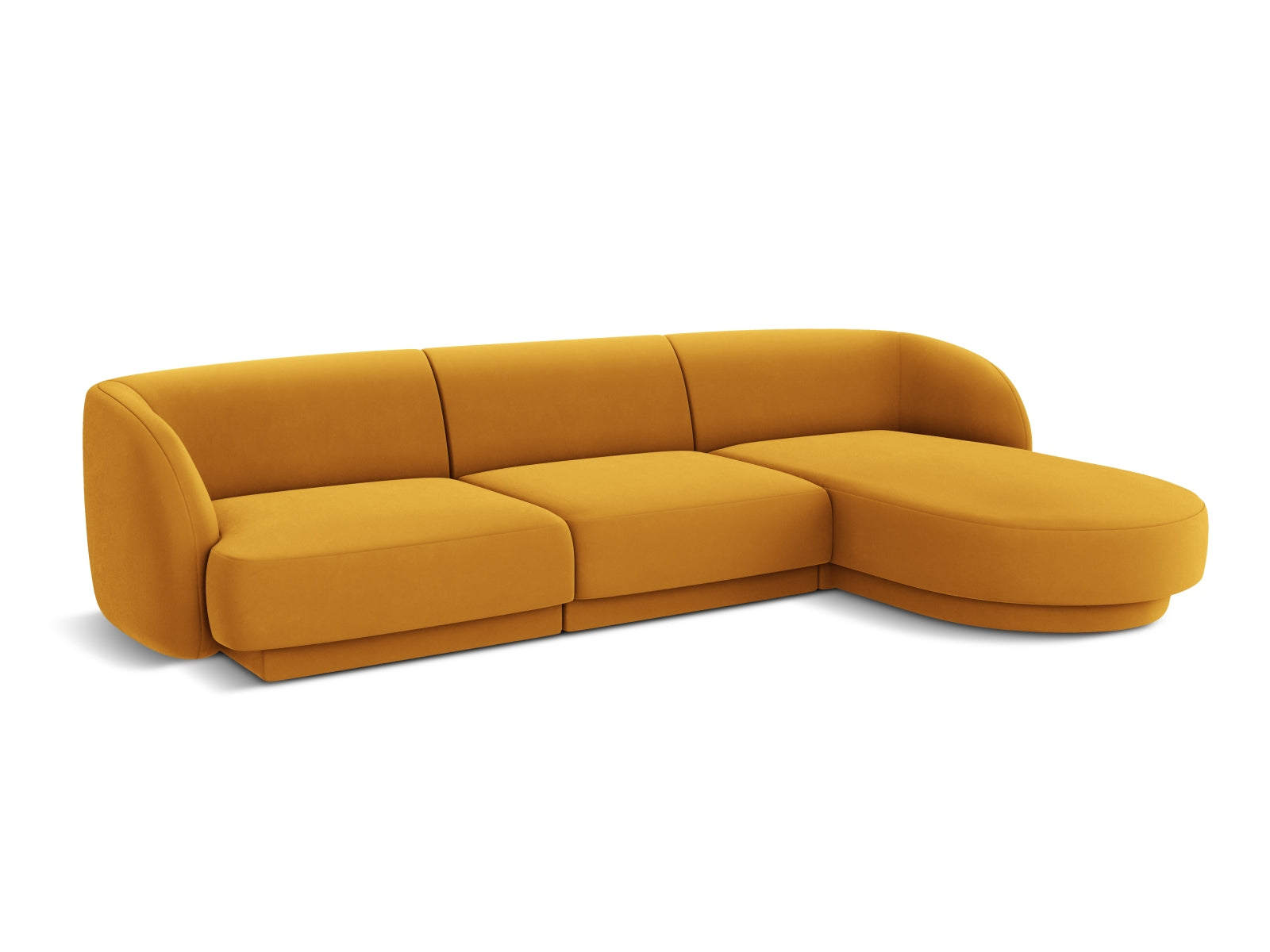 Stylisches L-Sofa in Gelb-Blau, 4-Sitzer Miley Velour Ecksofa von Micadoni, perfekt für moderne Wohnkonzepte und gemütliche Abende.