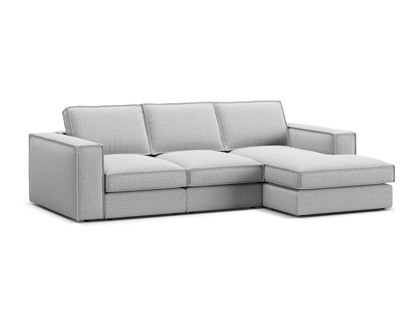 Elegantes 3-Sitzer Ecksofa Pola in dezentem Grau, ideal für moderne Wohnräume und gemütliche Abende, erhältlich bei Micadoni.