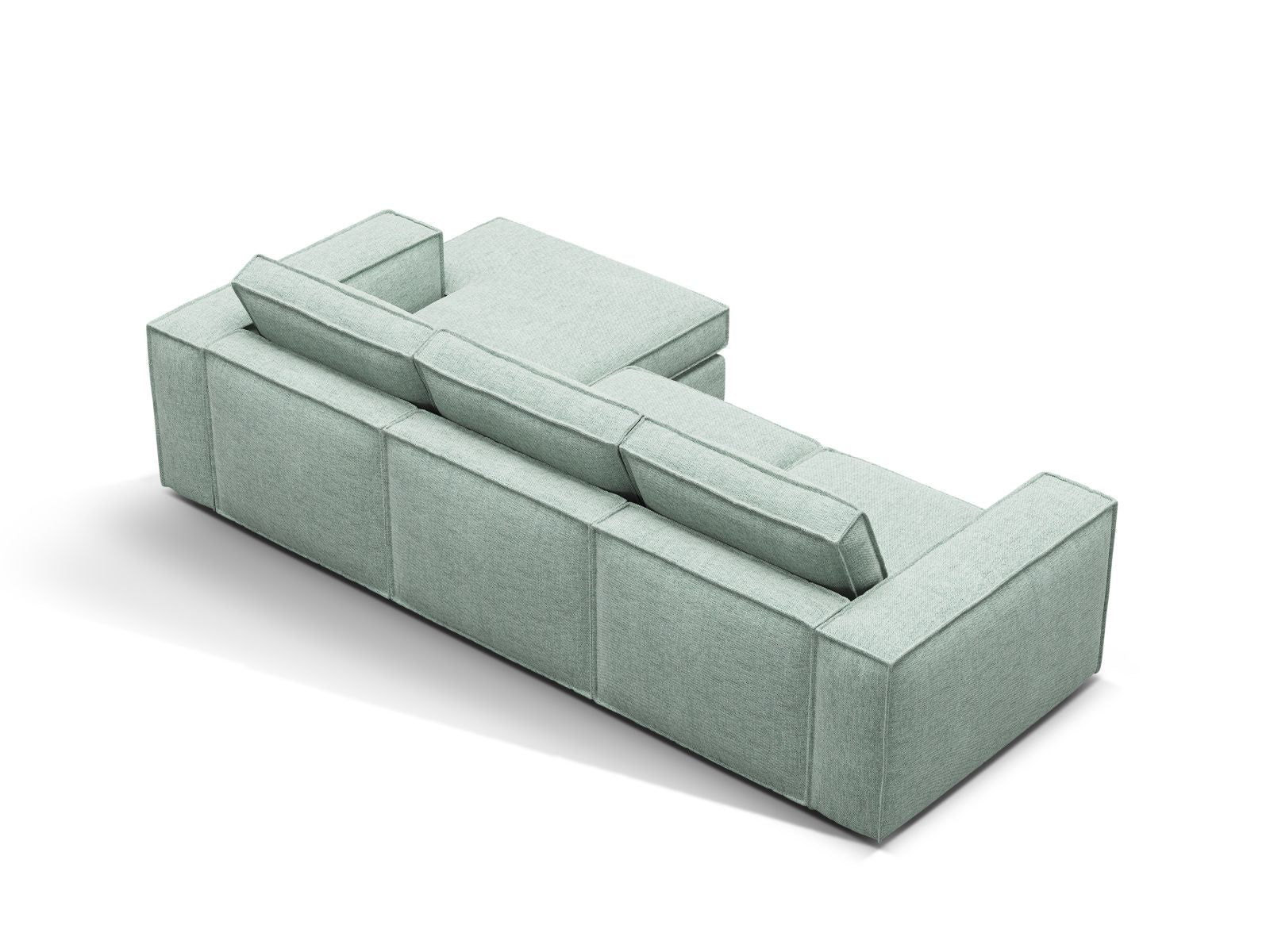 Modernes 3-Sitzer Ecksofa Pola in zartem Mintgrün, perfekt für gemütliche Wohnzimmer. Hochwertige Verarbeitung von Micadoni.
