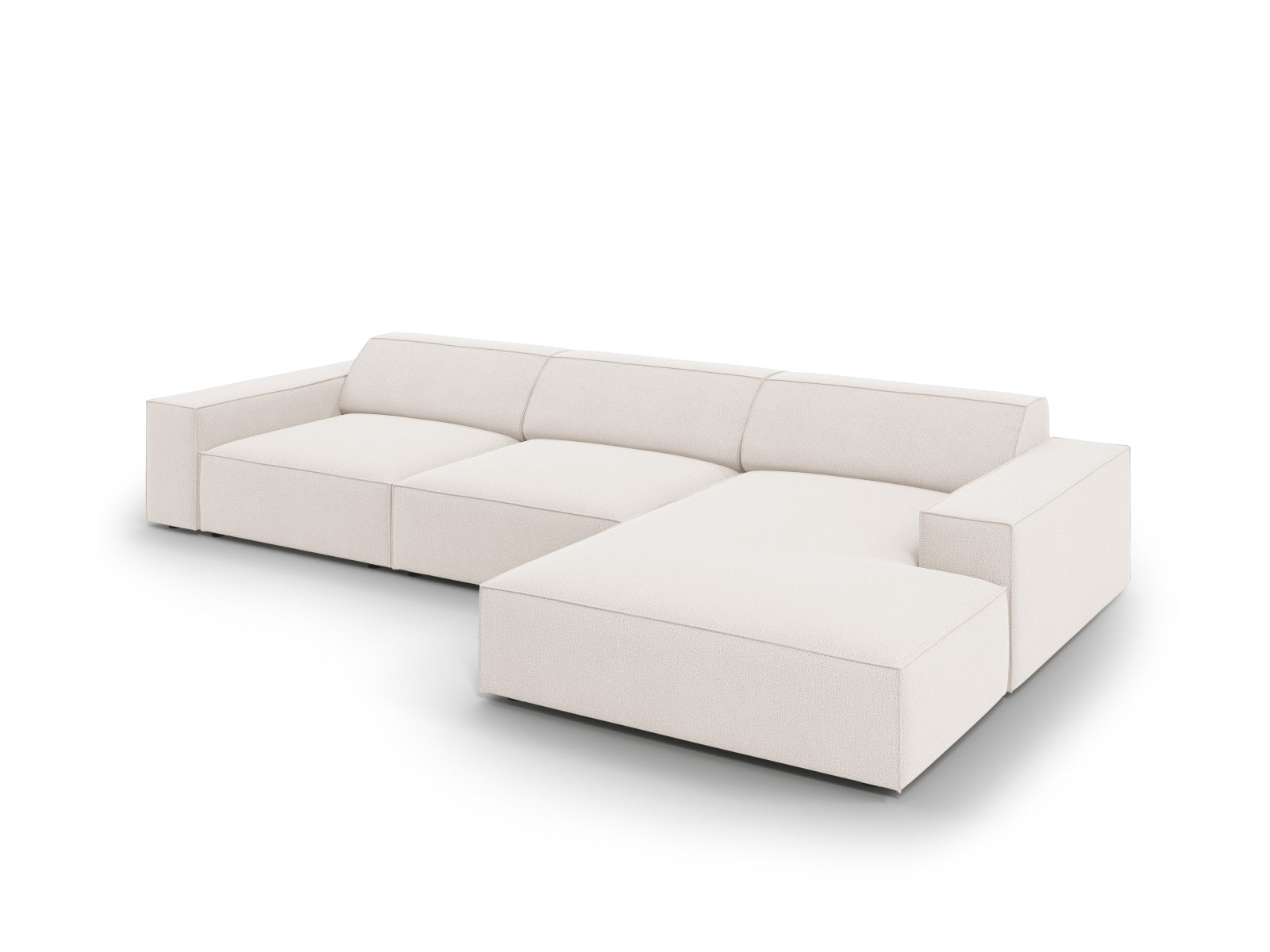 Elegantes, modulares Ecksofa in hellem Beige, ideal für stilvolle Wohnräume. 4-Sitzer von Micadoni, vereint Komfort und modernes Design.