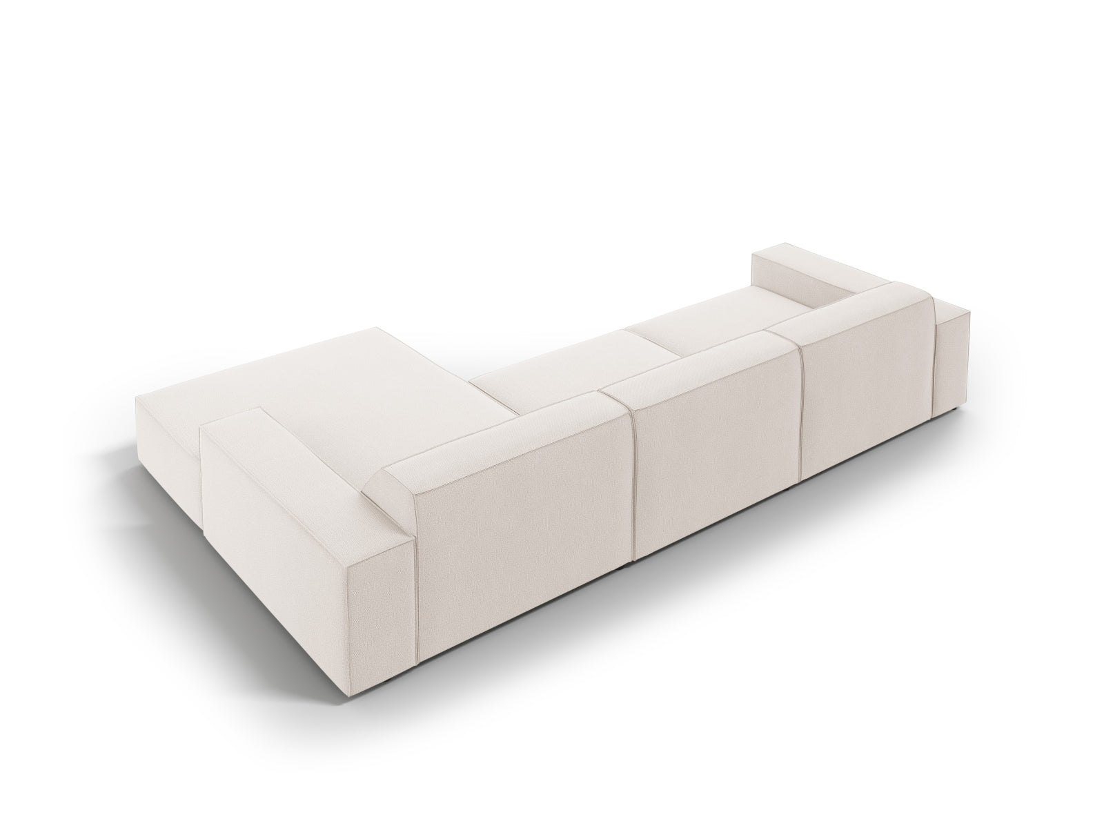 Modulares Ecksofa Jodie in sanftem Beige, 4-Sitzer von Micadoni, bietet vielseitige Gestaltungsmöglichkeiten und hohen Sitzkomfort.