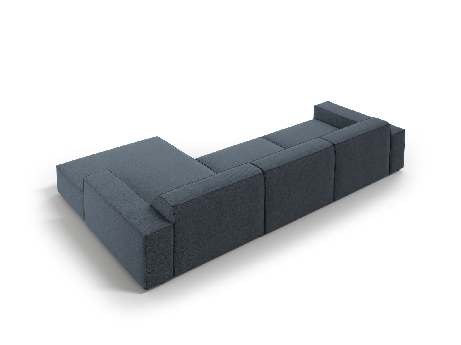 Stylisches, modulares L-Sofa in ansprechendem Blau, ideal für vier Personen und ein Highlight in jedem zeitgemäßen Wohnzimmer.