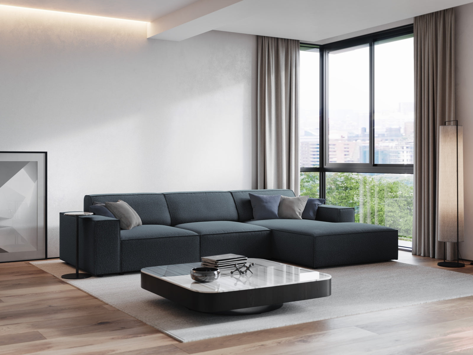 Entdecken Sie das Jodie Ecksofa von Micadoni – stilvoll, modular und perfekt für Ihr modernes Wohnzimmer. Komfort und Eleganz vereint!