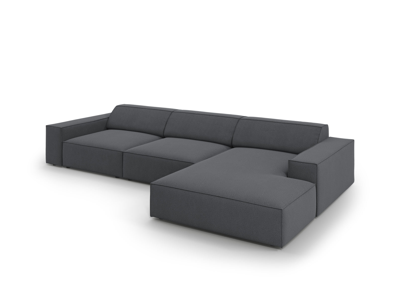 Stylisches, flexibles Ecksofa in Dunkelgrau, ideal für 4 Personen, kombiniert Komfort mit zeitgemäßem Design für jeden Wohnraum.