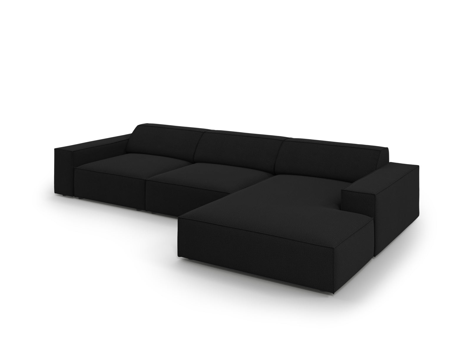 Elegantes, modulares Ecksofa Jodie in Schwarz, ideal für stilvolle Wohnräume. 4-Sitzer von Micadoni für komfortable Entspannung.