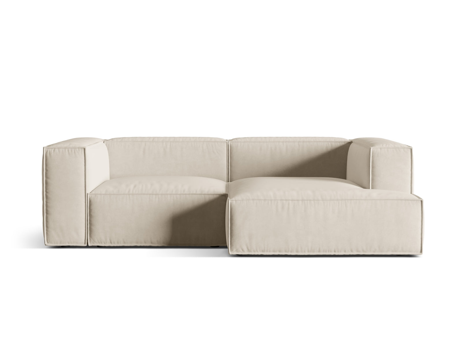 Nuria Velour Modular Ecksofa rechts 3 Sitzer in Beige präsentiert im Onlineshop von KAQTU Design AG. Ecksofa rechts ist von Micadoni
