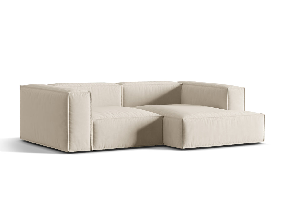 Nuria Velour Modular Ecksofa rechts 3 Sitzer in Beige-Paris präsentiert im Onlineshop von KAQTU Design AG. L-Sofa rechts ist von Micadoni