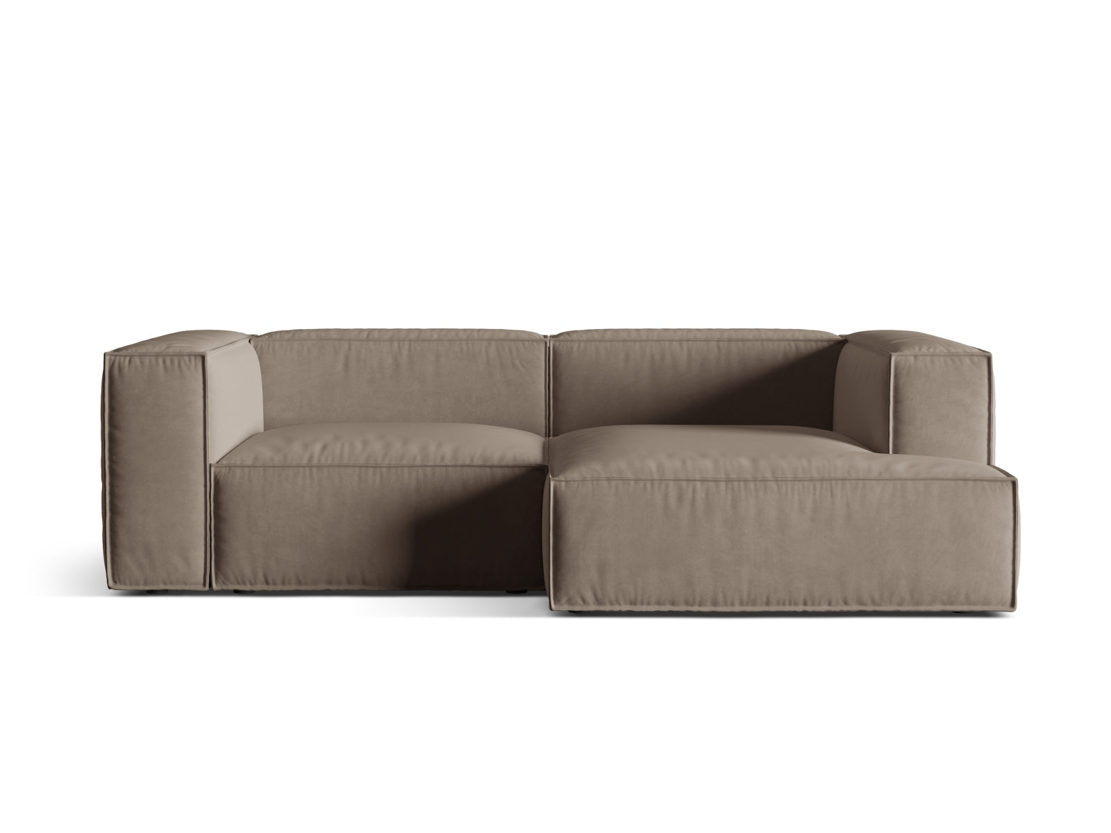 Nuria Velour Modular Ecksofa rechts 3 Sitzer in Warm grey präsentiert im Onlineshop von KAQTU Design AG. Ecksofa rechts ist von Micadoni
