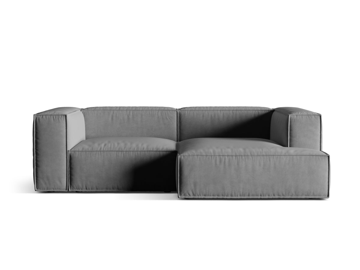 Nuria Velour Modular Ecksofa rechts 3 Sitzer in Grey-Paris präsentiert im Onlineshop von KAQTU Design AG. L-Sofa rechts ist von Micadoni