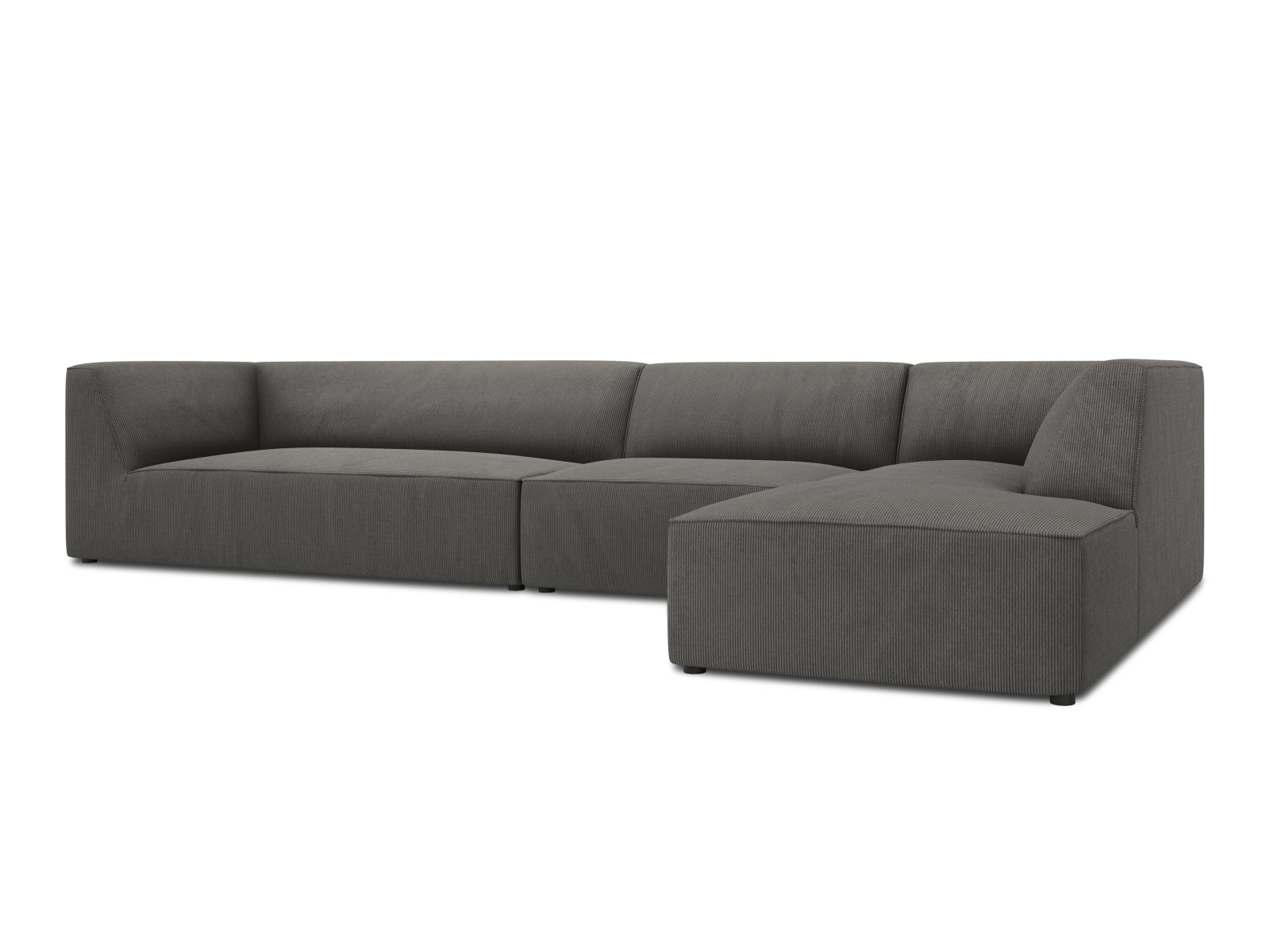 Modernes Ruby Ecksofa in edlem Dunkelgrau, 5-Sitzer, ideal für stilvolle Wohnräume und gesellige Zusammenkünfte.