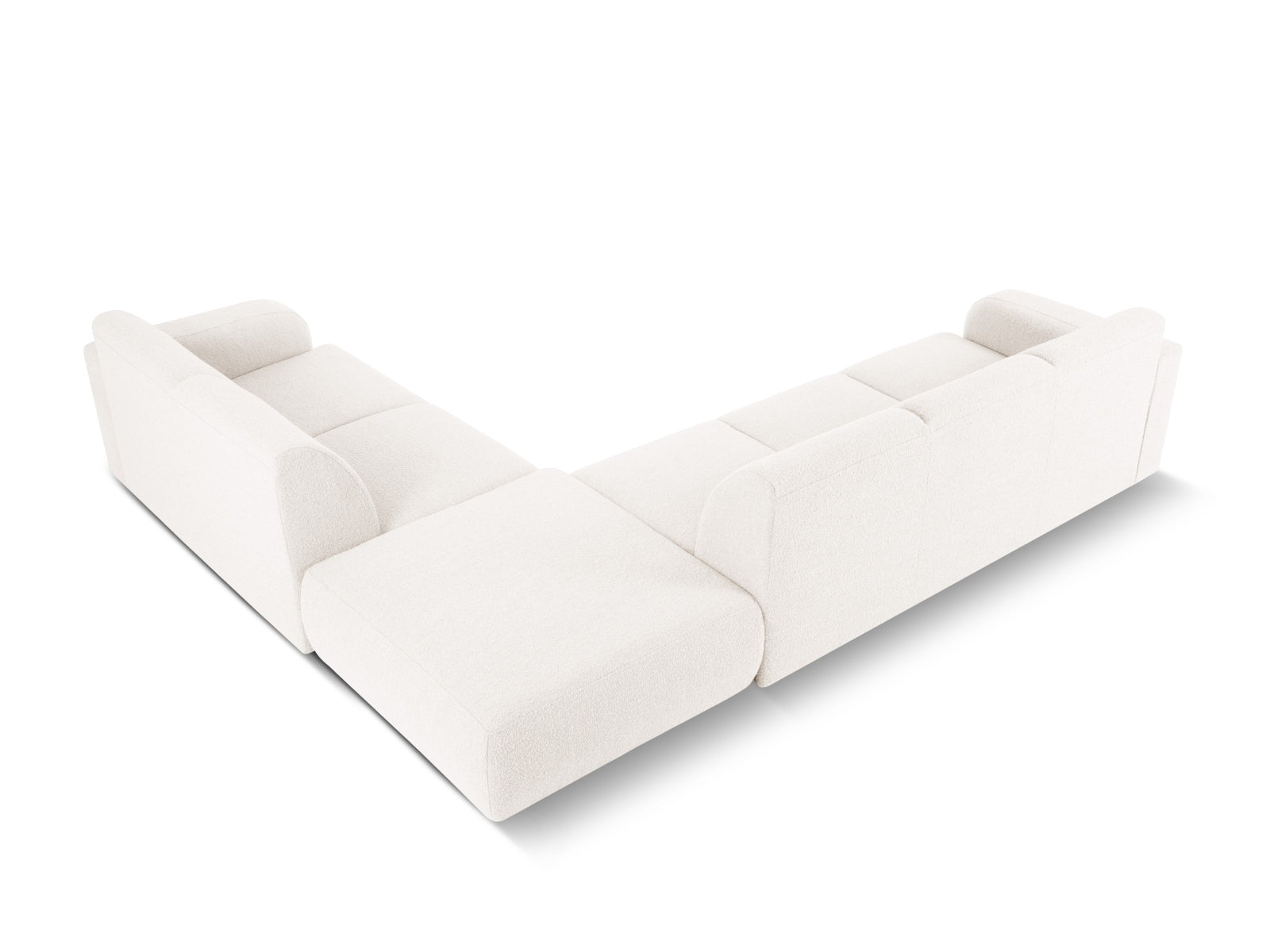 Geräumiges Molino Boucle Ecksofa rechts für 6 Personen in ansprechendem White-Baloo, perfekt für gemütliche Zusammenkünfte.
