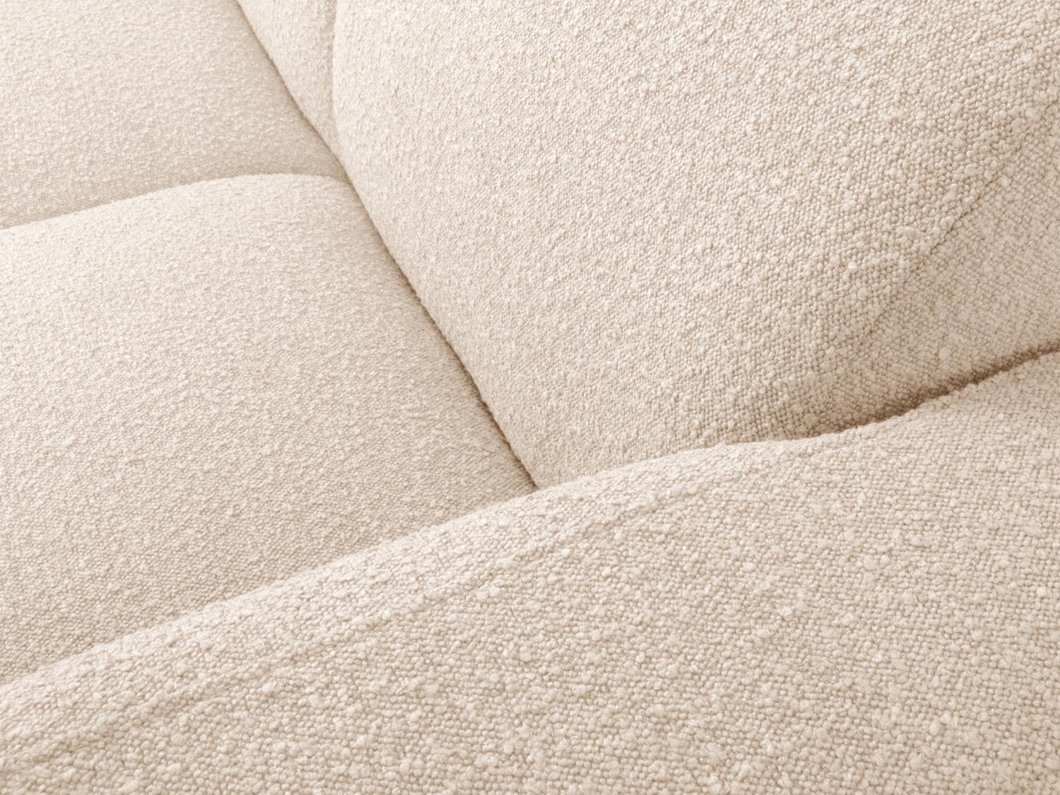 Beiges 6-Sitzer Ecksofa Molino Boucle von Micadoni, ideal für moderne Wohnräume und gesellige Abende mit Freunden und Familie.