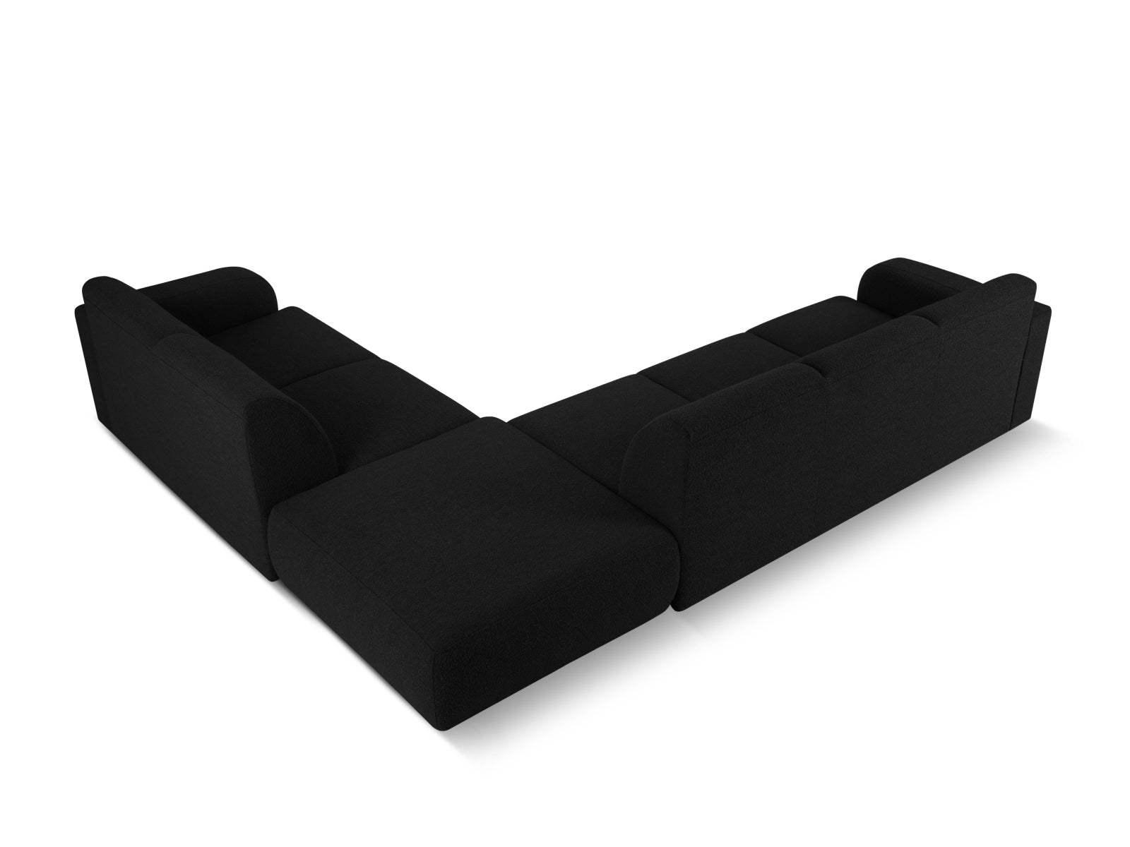 Gemütliches Molino Boucle Ecksofa rechts für 6 Personen in edlem Black-Baloo, perfekt für stilvolle und einladende Wohnbereiche.