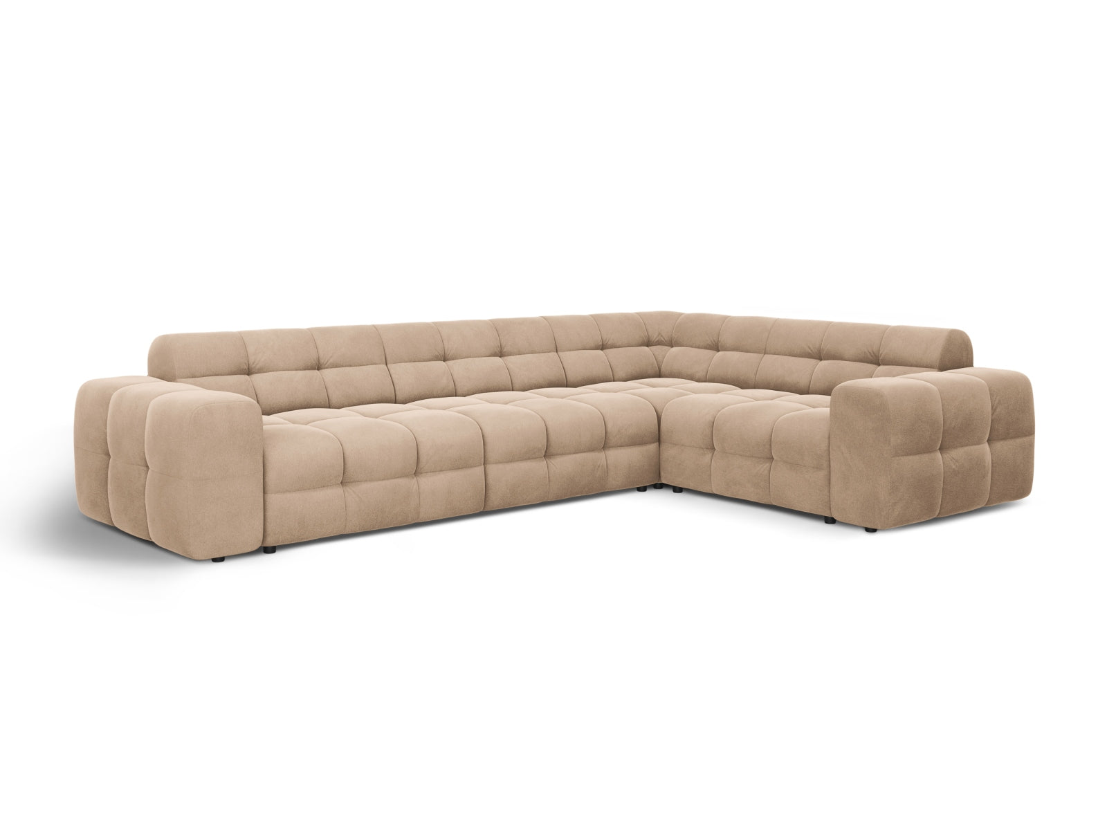 Erleben Sie das Kendal Velour Ecksofa rechts 6 Sitzer von Micadoni – elegantes Design, viel Platz und ultimativen Komfort für Ihr Wohnzimmer.