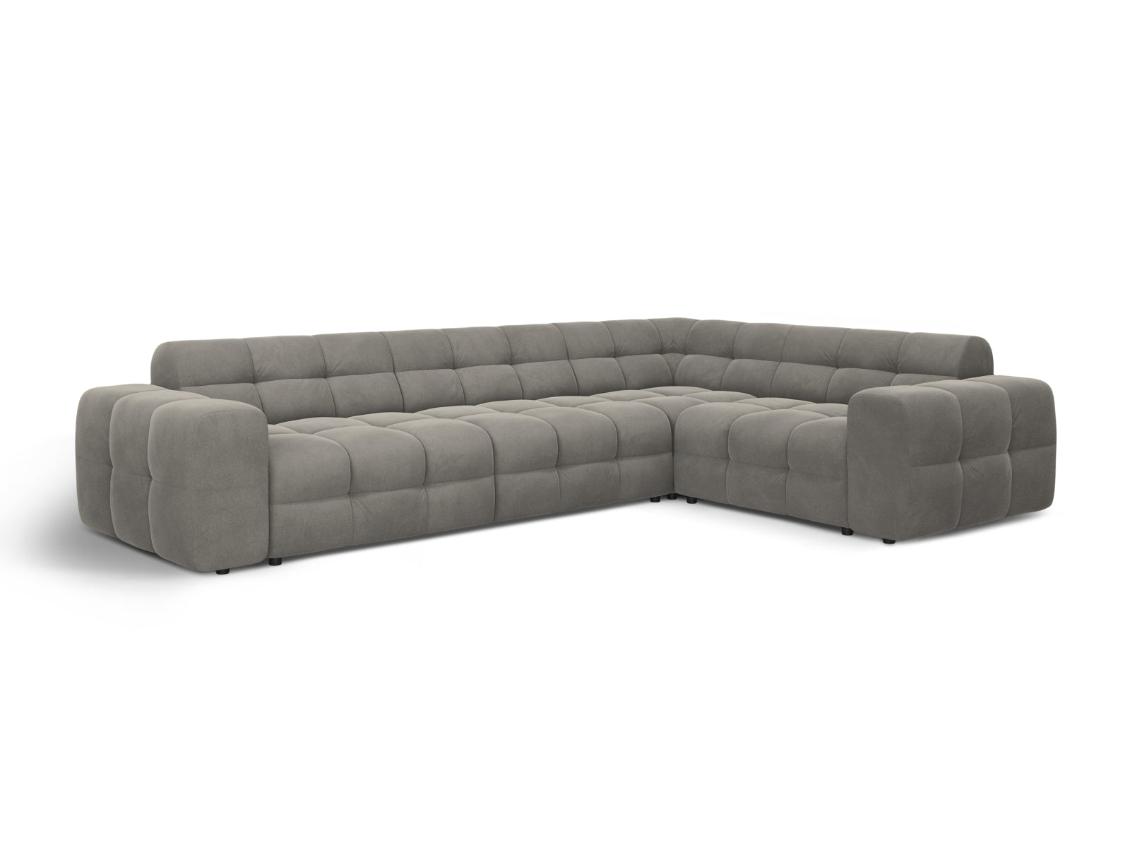 Erleben Sie das Kendal Velour Ecksofa rechts 6 Sitzer von Micadoni – elegantes Design, viel Platz und ultimativen Komfort für Ihr Wohnzimmer.