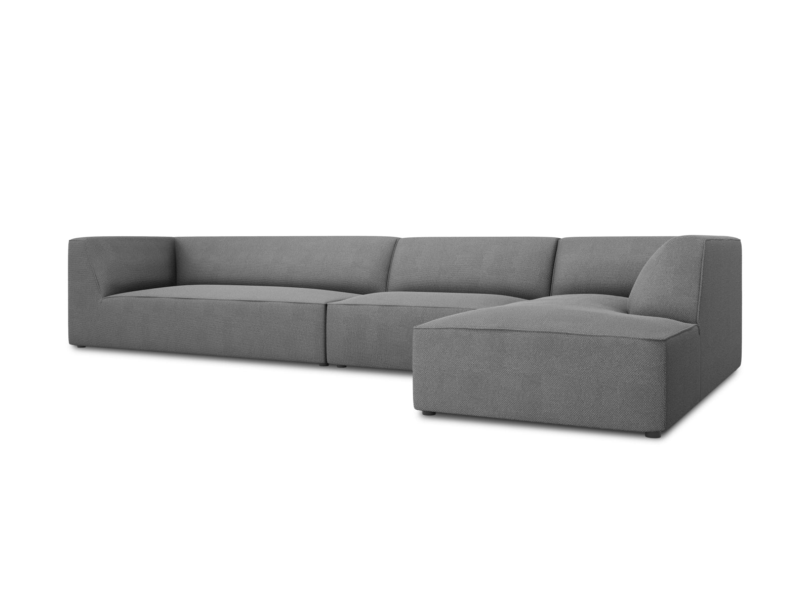 Modulares Ruby Ecksofa in edlem Grau, 5-Sitzer, perfekt für moderne Wohnzimmer, bietet Flexibilität und Komfort, erhältlich bei Micadoni.