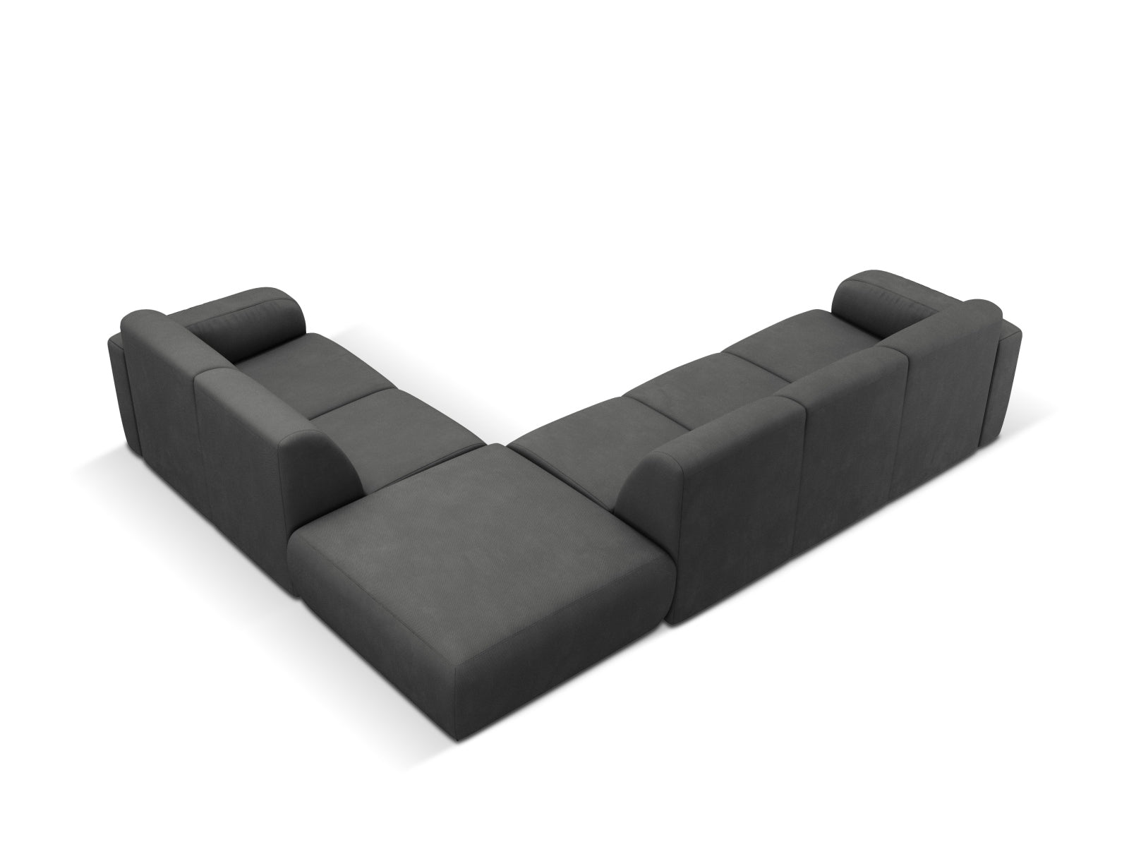 Elegantes Molino Ecksofa rechts für bis zu 6 Personen in edlem Dunkelgrau, perfekt für stilvolle Wohnzimmer und entspannte Stunden.