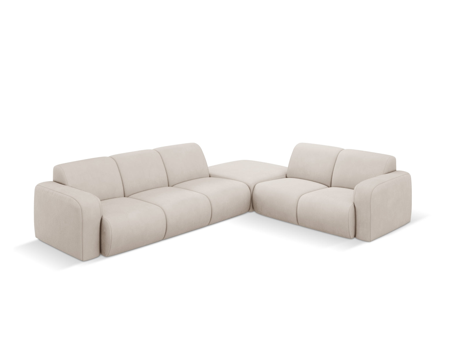 Elegantes, beiges Ecksofa Molino von Micadoni, ideal für gesellige Runden, bietet Platz für 6 Personen und vereint Komfort mit modernem Stil.