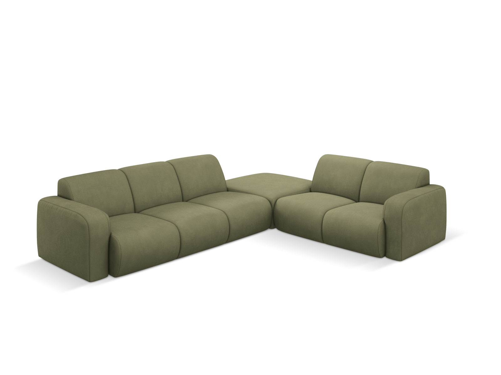 Stylisches Molino Ecksofa rechts für 6 Personen in sanftem Lichtgrün, ideal für moderne Wohnräume und gemütliche Abende.