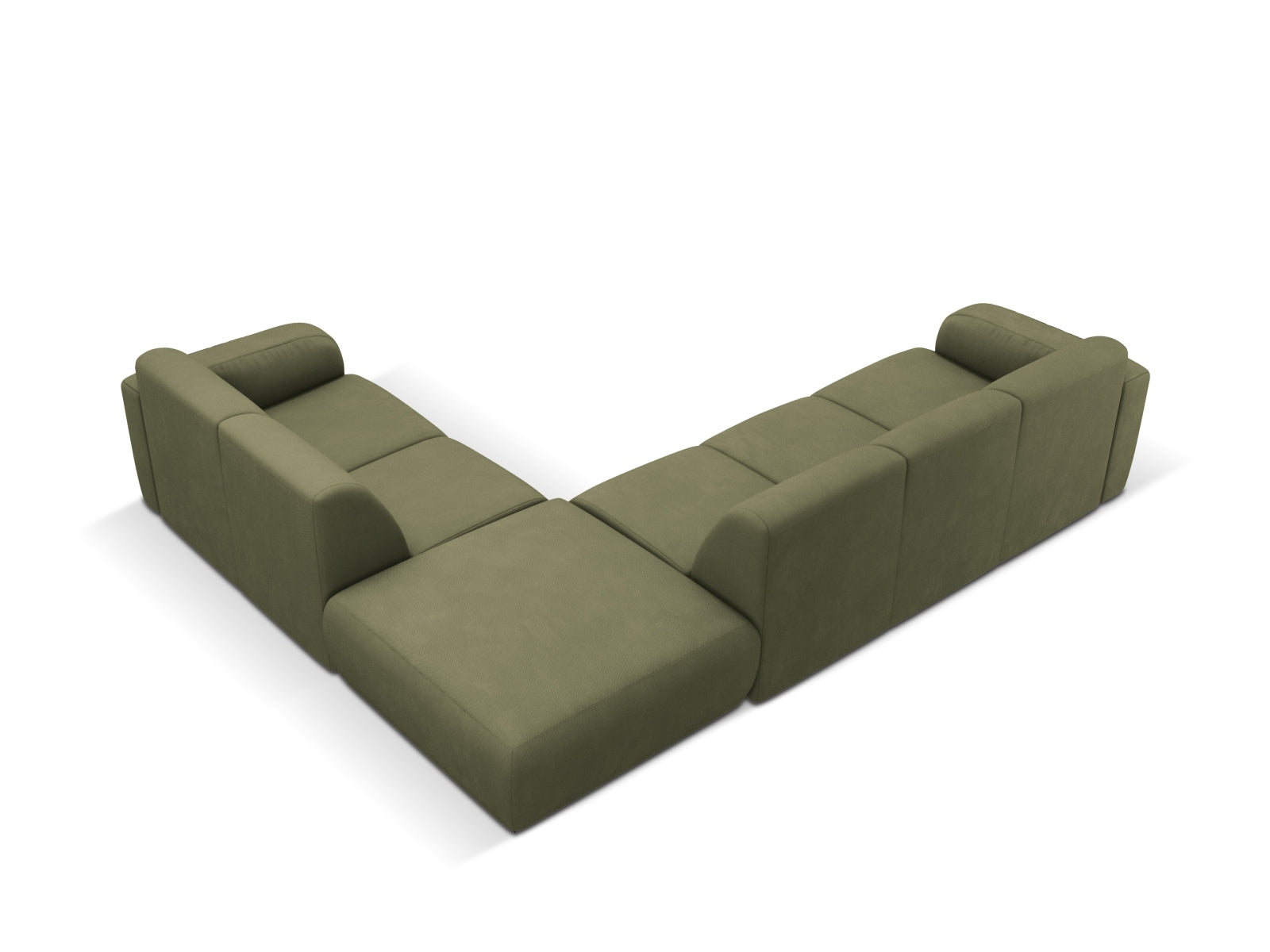 Elegantes Molino Ecksofa rechts für 6 Personen in zartem Lichtgrün, perfekt für stilvolle Wohnzimmer und entspannte Zusammenkünfte.