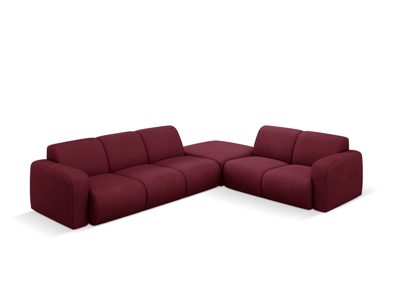 Elegantes Molino Ecksofa rechts für 6 Personen in stilvollem Bordeaux-Rebel, ideal für moderne Wohnräume.