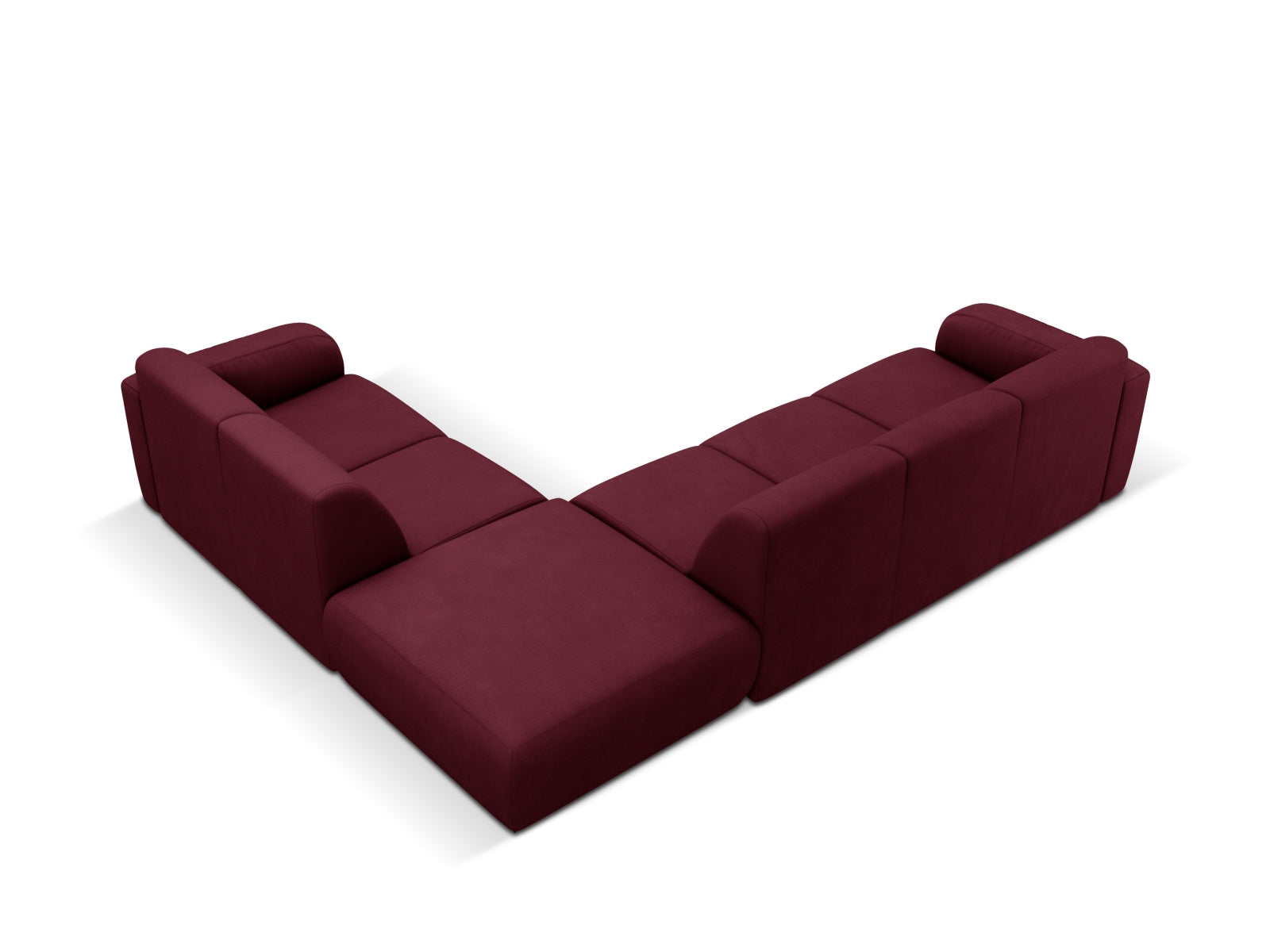 Geräumiges Molino Ecksofa rechts für 6 Personen in edlem Bordeaux, perfekt für gemütliche Abende und stilvolle Einrichtung.