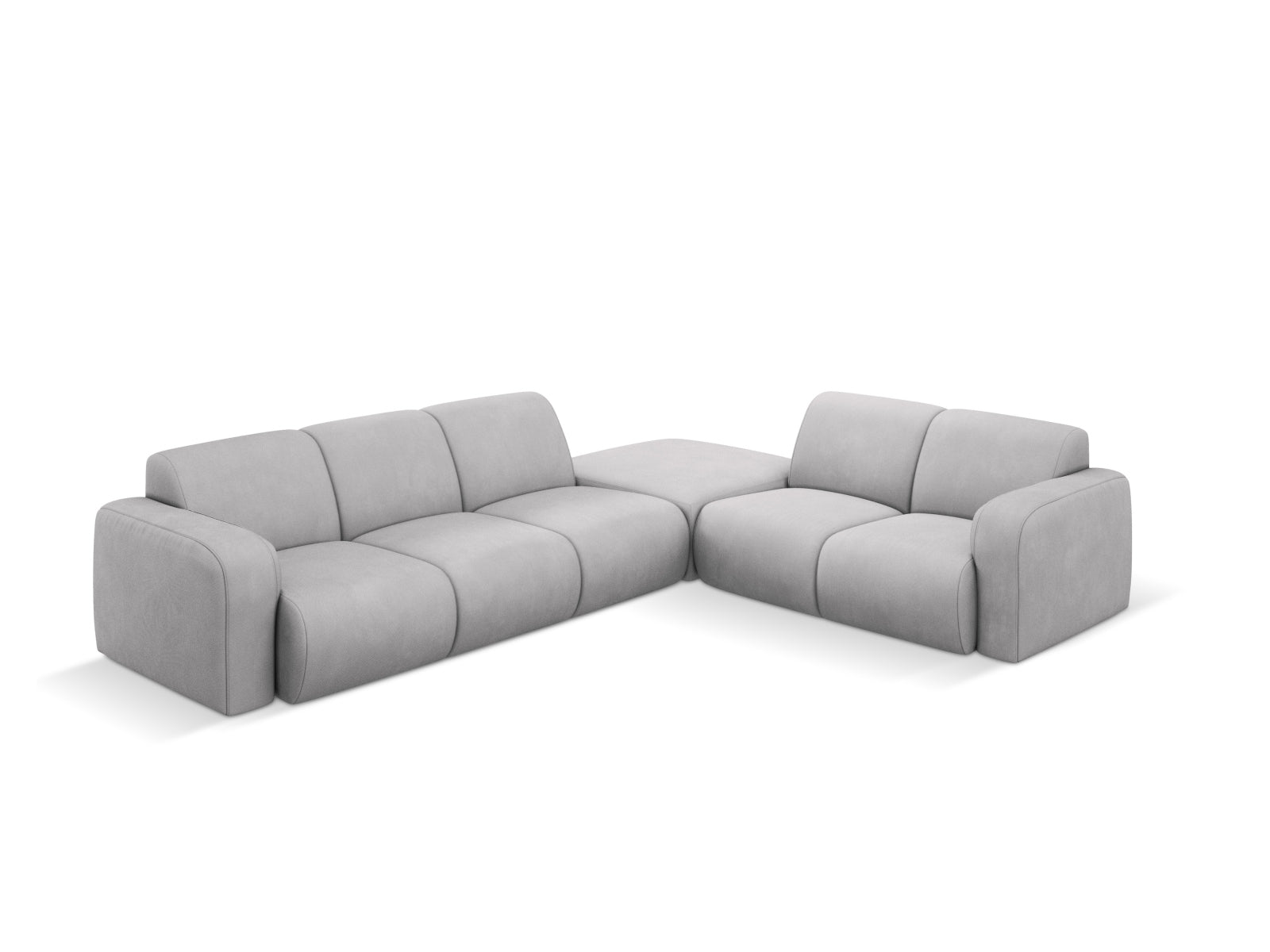 Stylisches Molino Ecksofa rechts, 6-Sitzer in hellem Grau, ideal für moderne Wohnräume, bequem und elegant, von Micadoni.