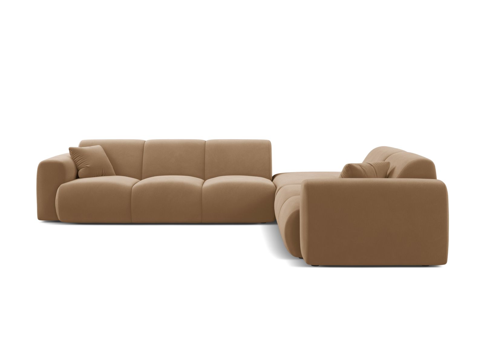 Elegantes 6-Sitzer Ecksofa rechts Molino in sanften Sandtönen, ideal für stilvolle Wohnräume, von Micadoni.