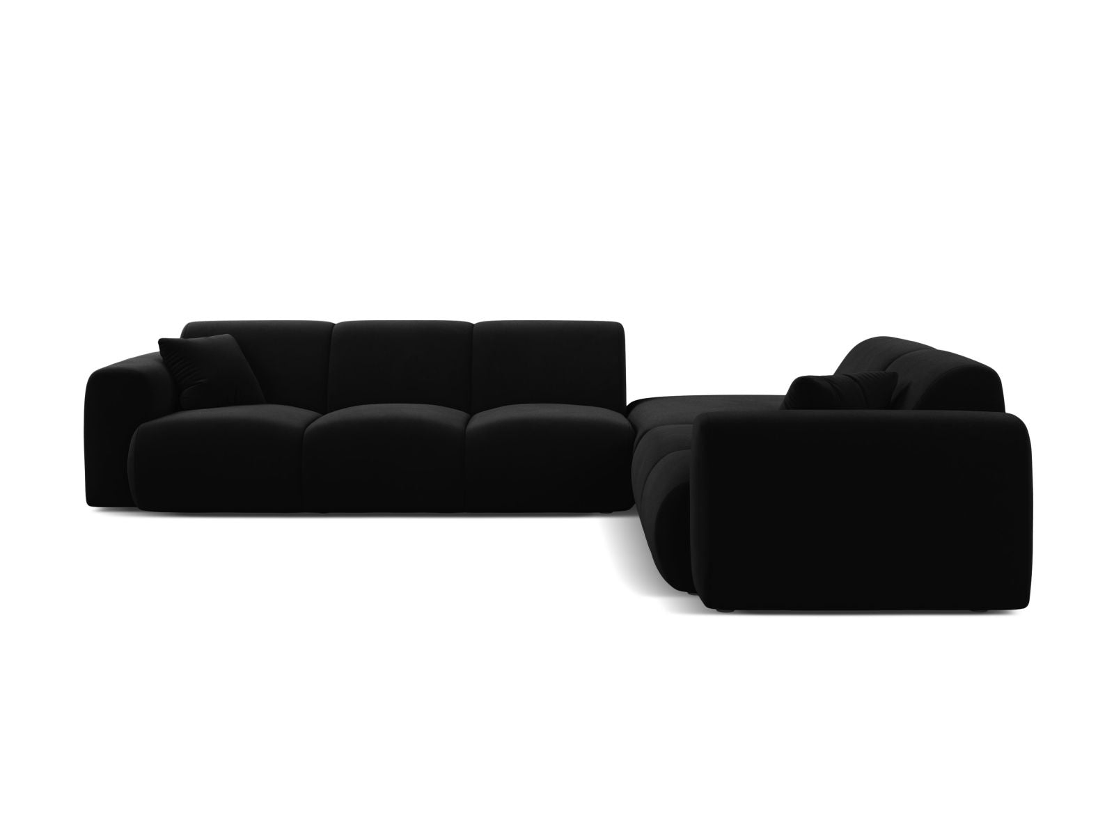 Elegantes 6-Sitzer Ecksofa rechts Molino in stilvollem Schwarz, ideal für moderne Wohnräume, von Micadoni.
