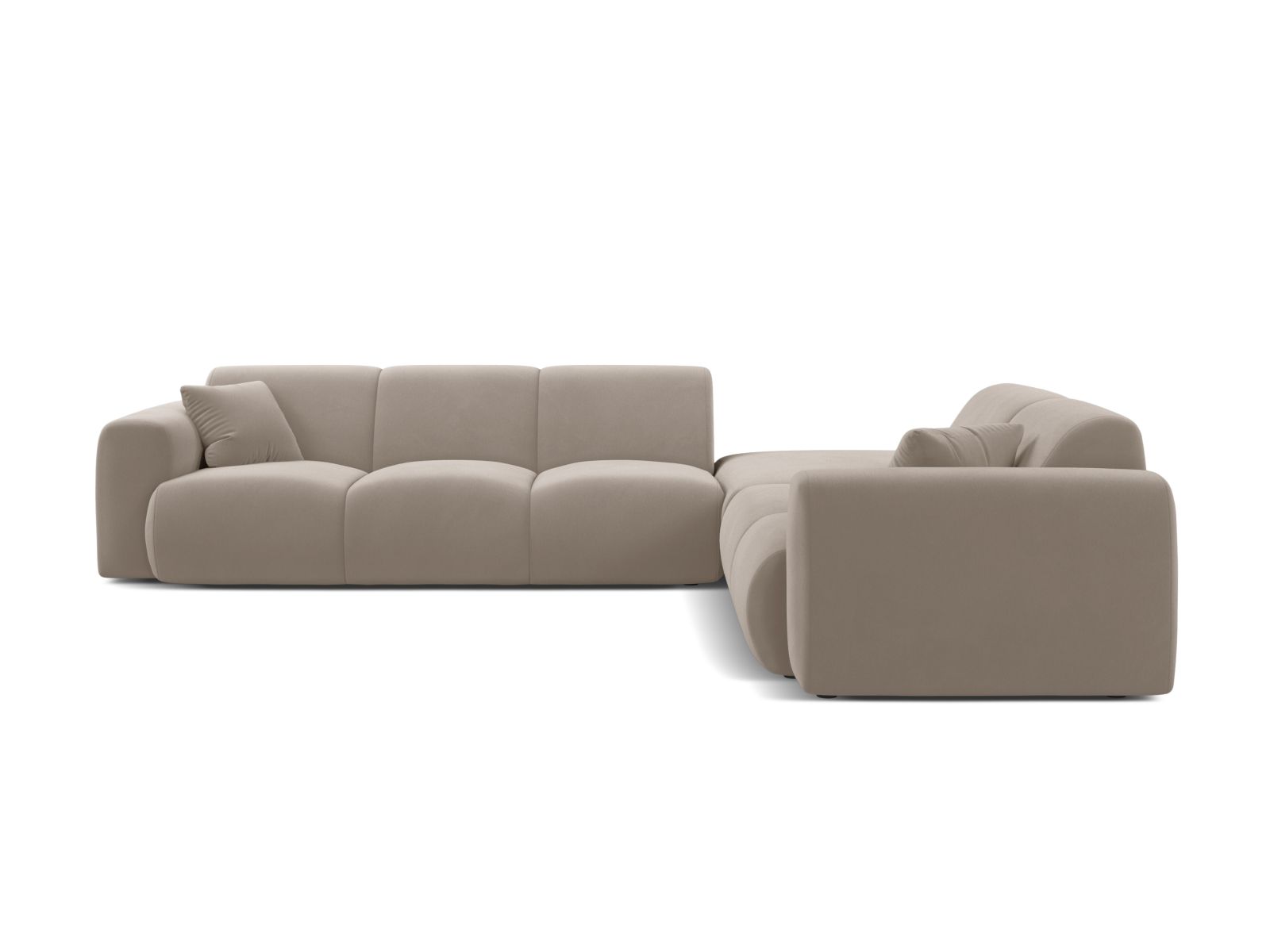 Elegantes 6-Sitzer Ecksofa rechts Molino in hellem Beige, ideal für stilvolle Wohnräume, präsentiert von Micadoni.