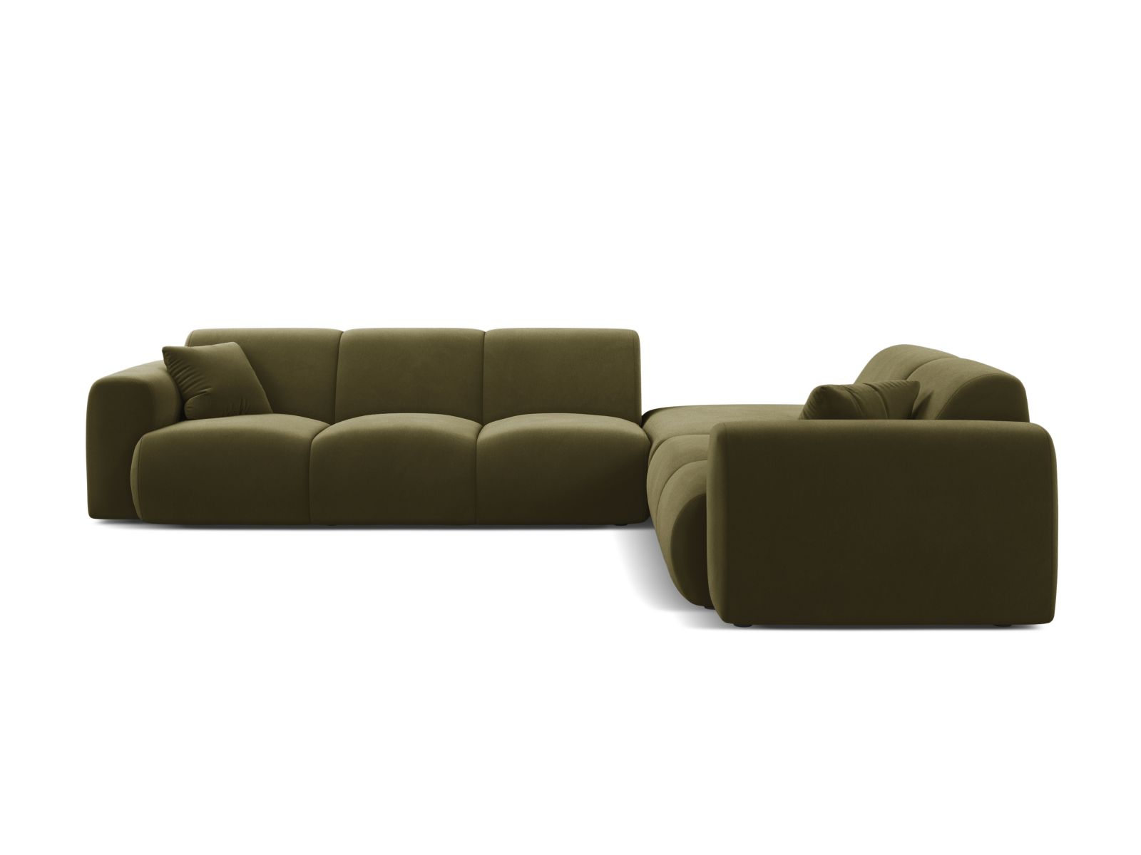 Stylisches 6-Sitzer Ecksofa rechts Molino in sanftem Lichtgrün, ideal für moderne Wohnräume, von Micadoni.