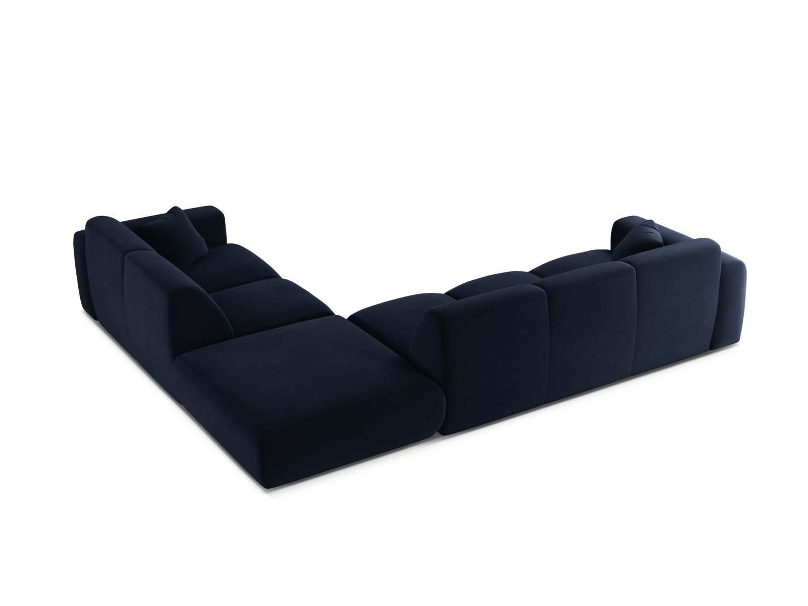 Elegantes 6-Sitzer Ecksofa rechts Molino in Royal Blue, ideal für gesellige Runden und ein modernes Wohnambiente. Hochwertige Verarbeitung von Micadoni.