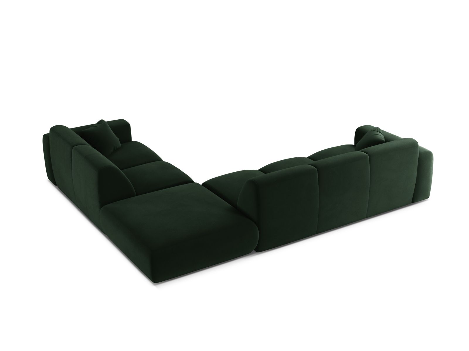 Elegantes 6-Sitzer Ecksofa rechts Molino in sattem Flaschengrün, ideal für einladende und komfortable Wohnräume.