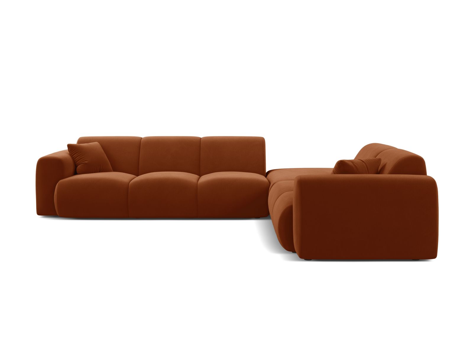 Elegantes 6-Sitzer Ecksofa rechts Molino in warmem Terracotta, ideal für stilvolle Wohnräume, von Micadoni.