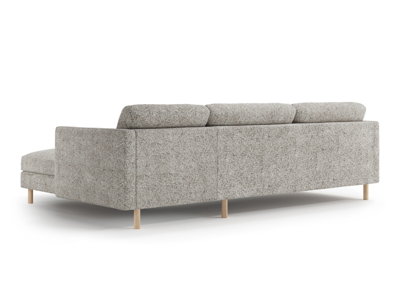 Beige Melange Eden Ecksofa von Micadoni, 4-Sitzer, modernes und elegantes Design, ideal für stilvolle Wohnräume, komfortabel und einladend.