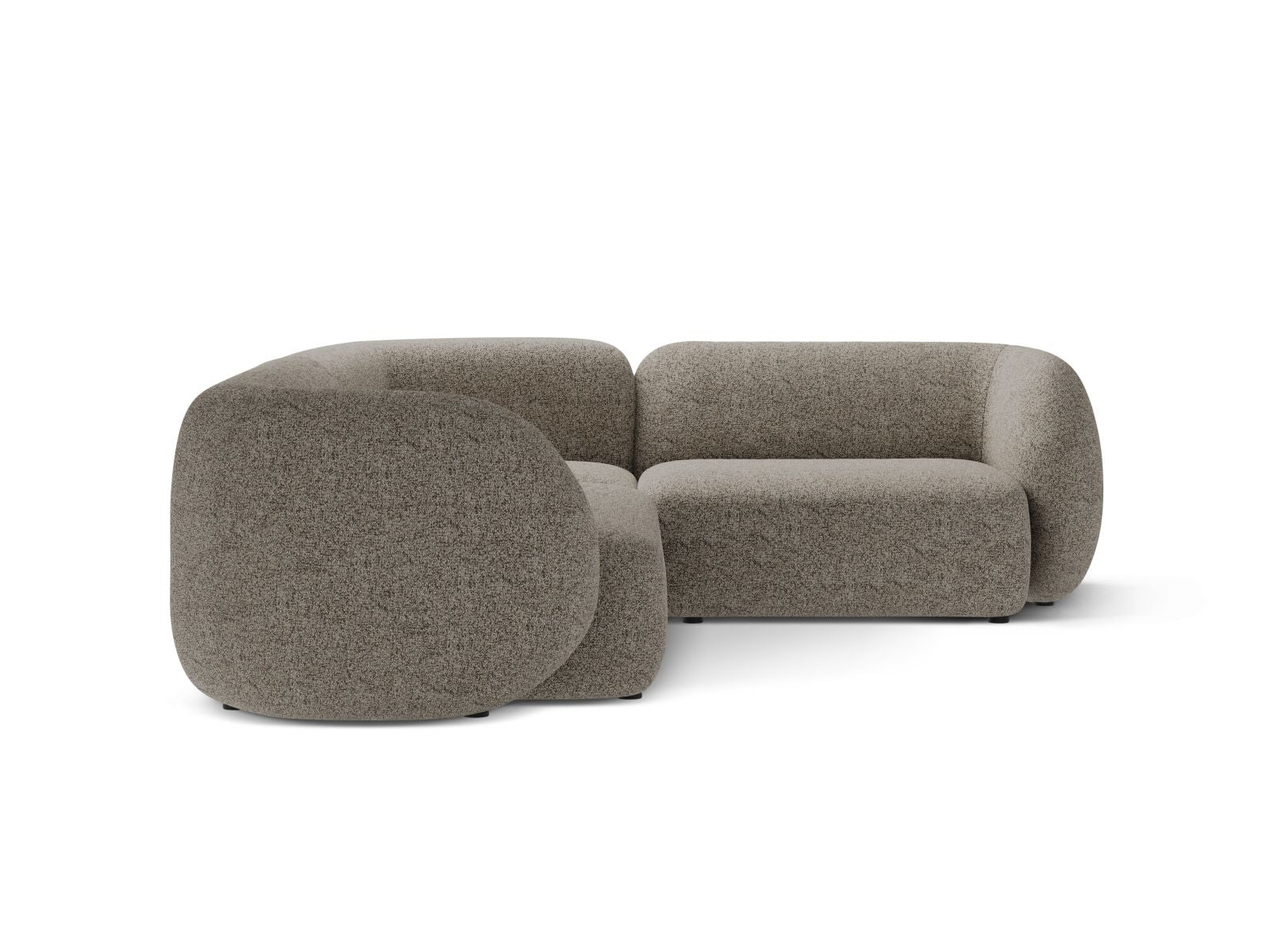 Beige Melange-Puente 4-Sitzer Ecksofa rechts Kate von Micadoni, stilvolles Design für modernen Wohnraum, bequem und elegant.