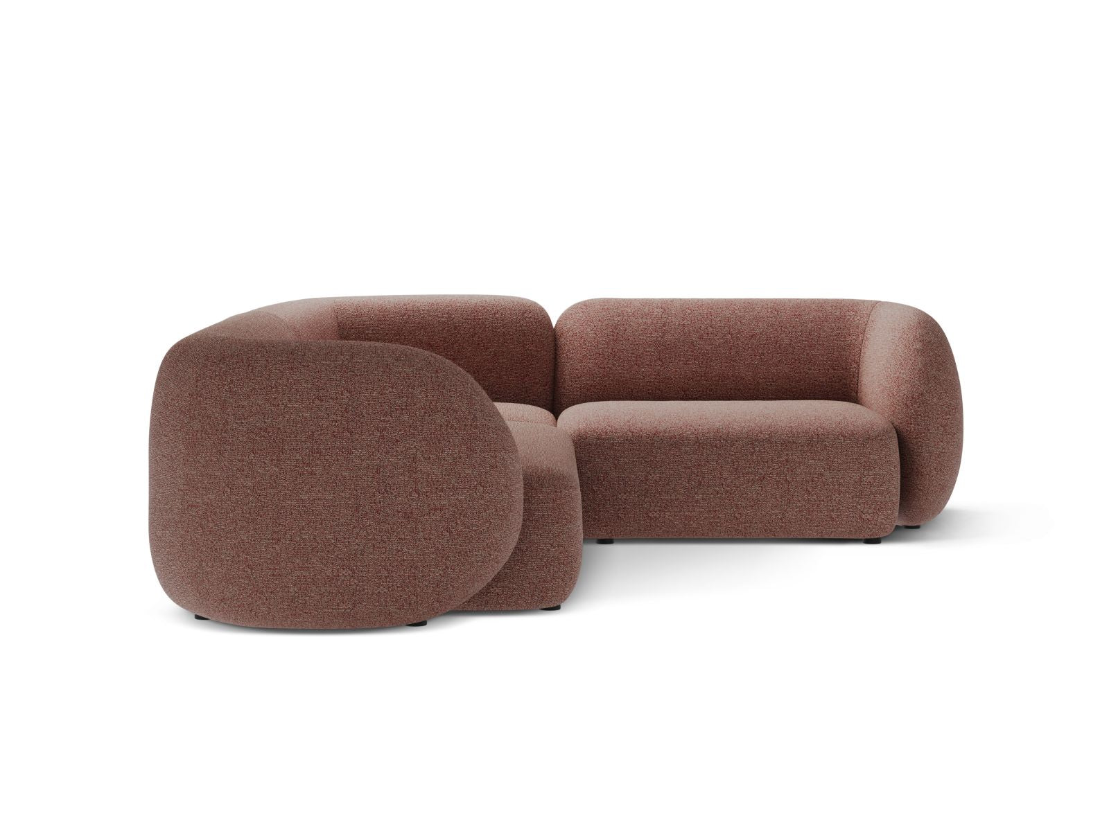 Stylisches 4-Sitzer Ecksofa rechts Kate in elegantem Pink Melange, ideal für moderne Wohnräume, erhältlich bei KAQTU Design AG.